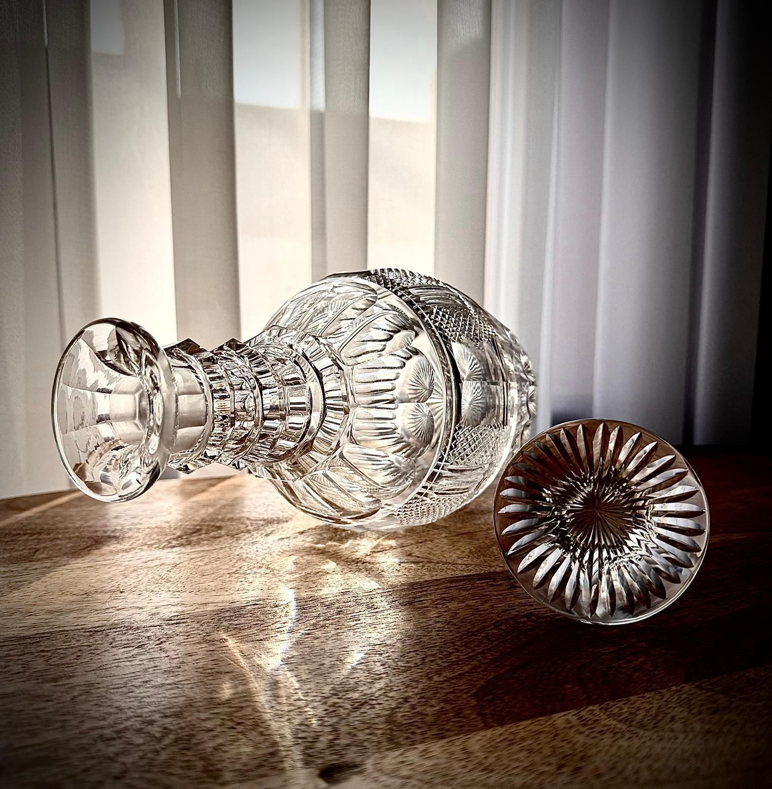 Vintage French / Franco Belgian Magnum Cut Crystal Decanter With Numbered Stopper, Mid–20th C photo for sale