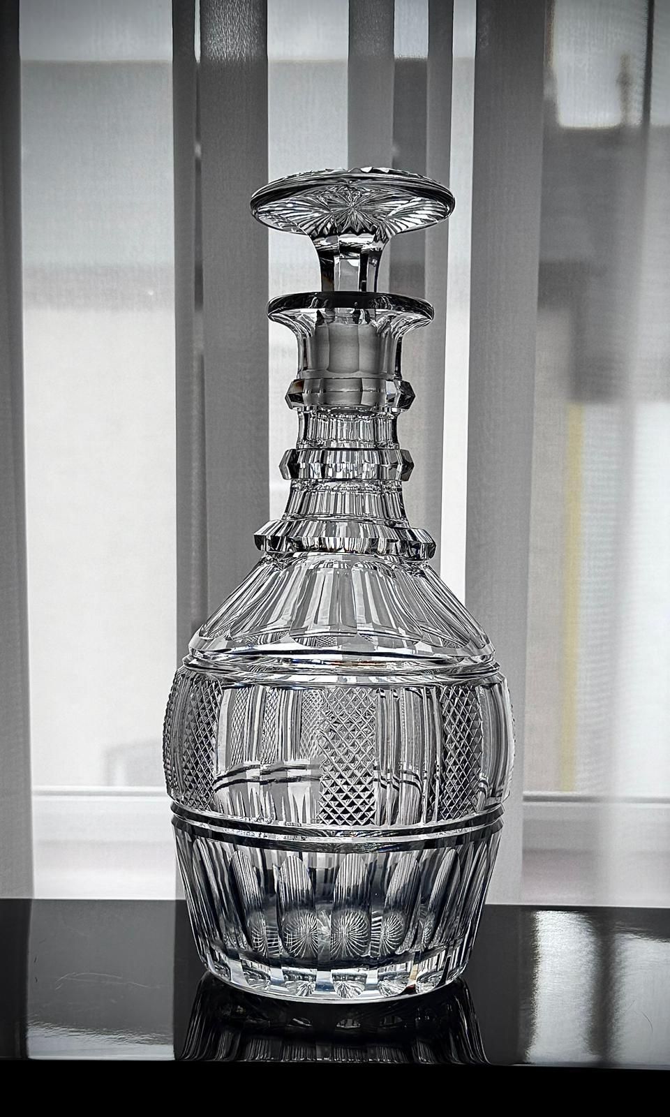Vintage French / Franco Belgian Magnum Cut Crystal Decanter With Numbered Stopper, Mid–20th C