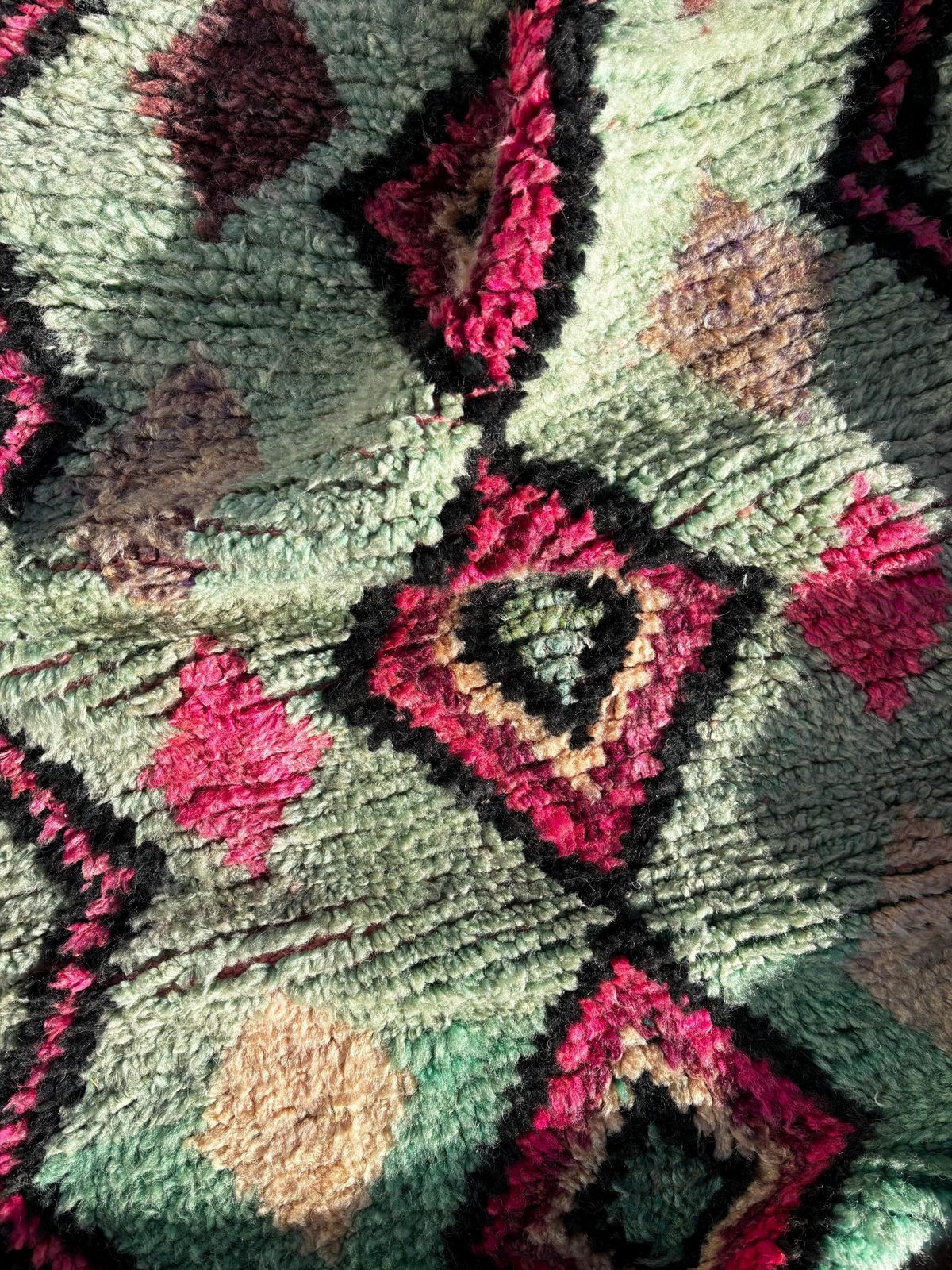 Boujad Runner Rug – 75x370 Cm Moroccan Pastel Wool Hallway Carpet – Handmade Vintage Style Berber Rug – Pink & Mint Geometric Tribal Design photo 821.0