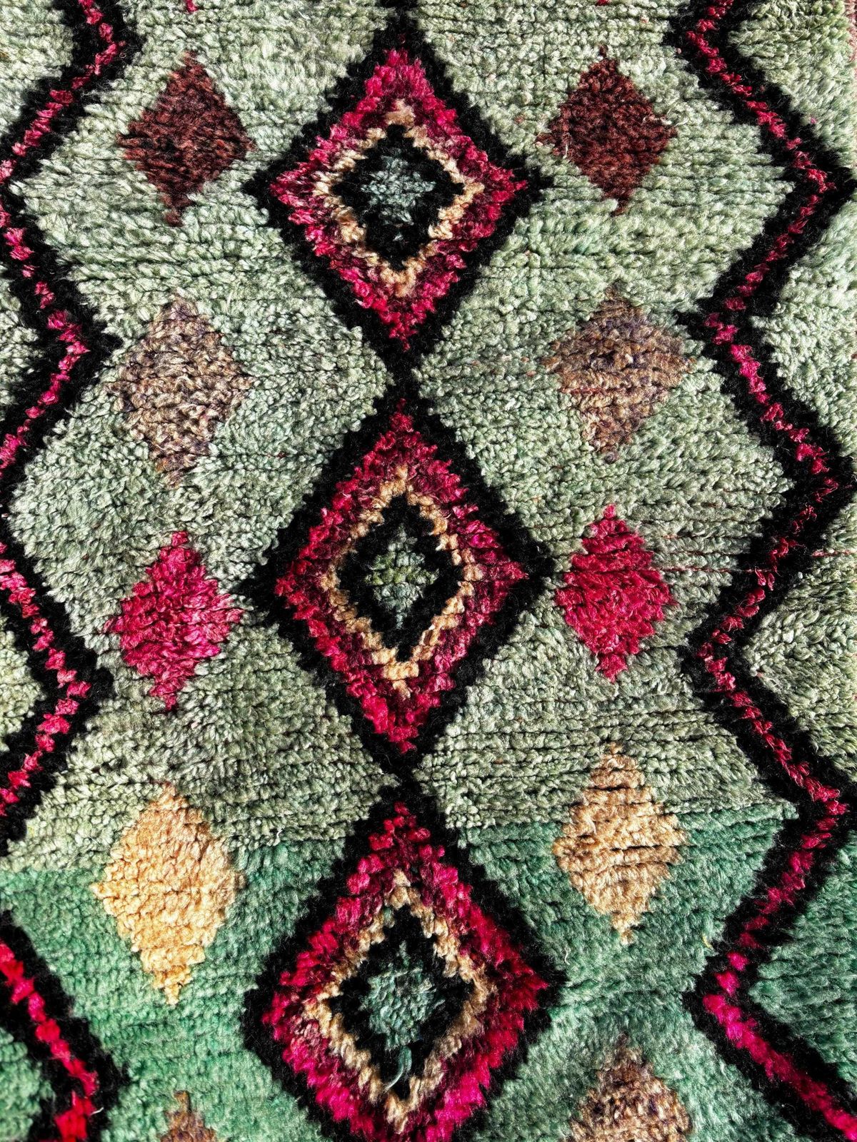 Boujad Runner Rug – 75x370 Cm Moroccan Pastel Wool Hallway Carpet – Handmade Vintage Style Berber Rug – Pink & Mint Geometric Tribal Design photo buy