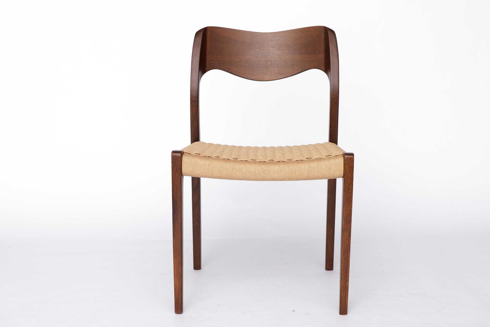 2 Of 4 Vintage Niels Otto Møller Chair, Model 71, Dark Oak, Danish Cord, Mid Century