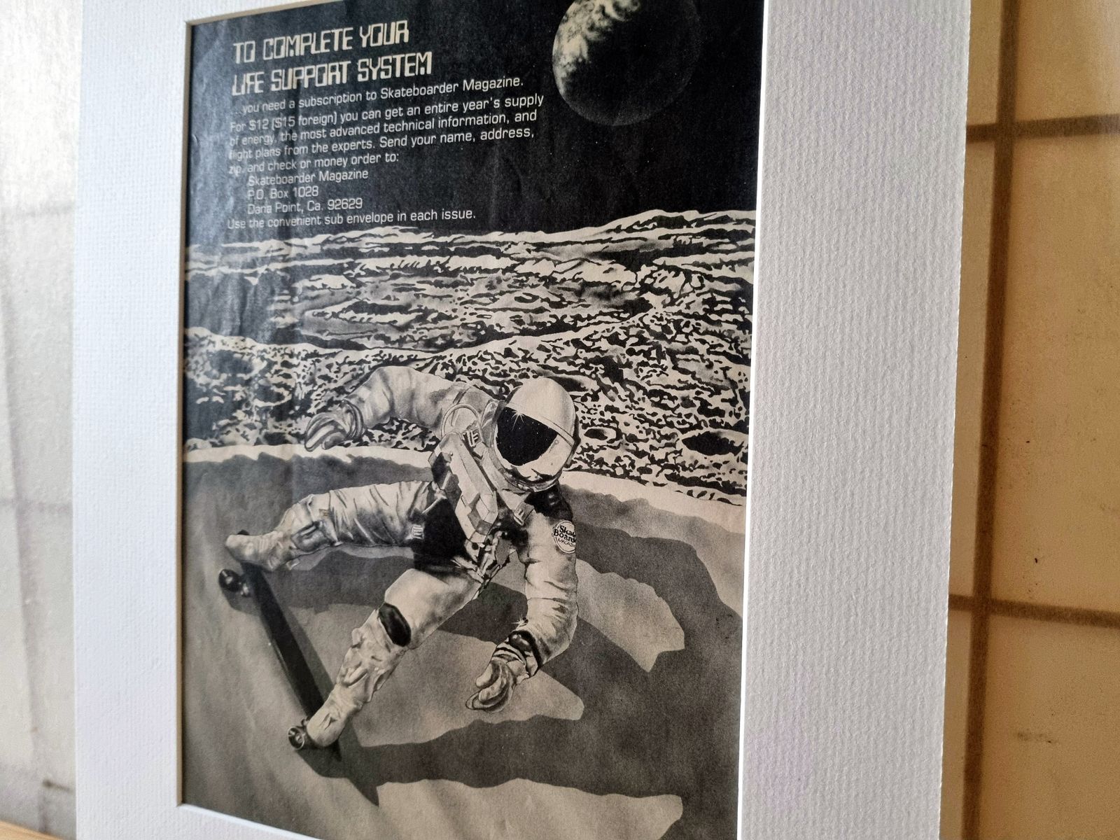 Retro Space Art, Skateboard Magazine Advertisement Mounted, Ron Larson Artist Illustration, 1970s Sci Fi Skate Culture, Sci Fi photo Art