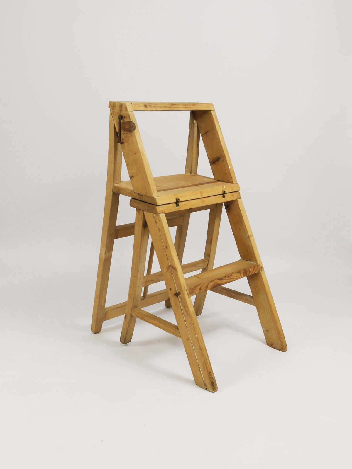 Arts & Crafts Metamorphic Library Steps Folding Ladder Chair, Vienna, 1900s photo vintage