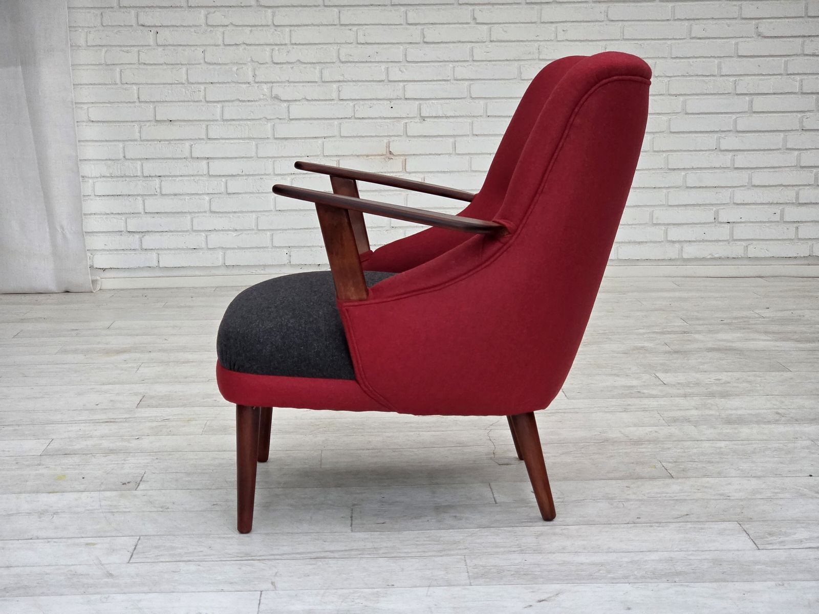 1960s, Danish Designed Armchair, Reupholstered, Furniture Wool. photo buy