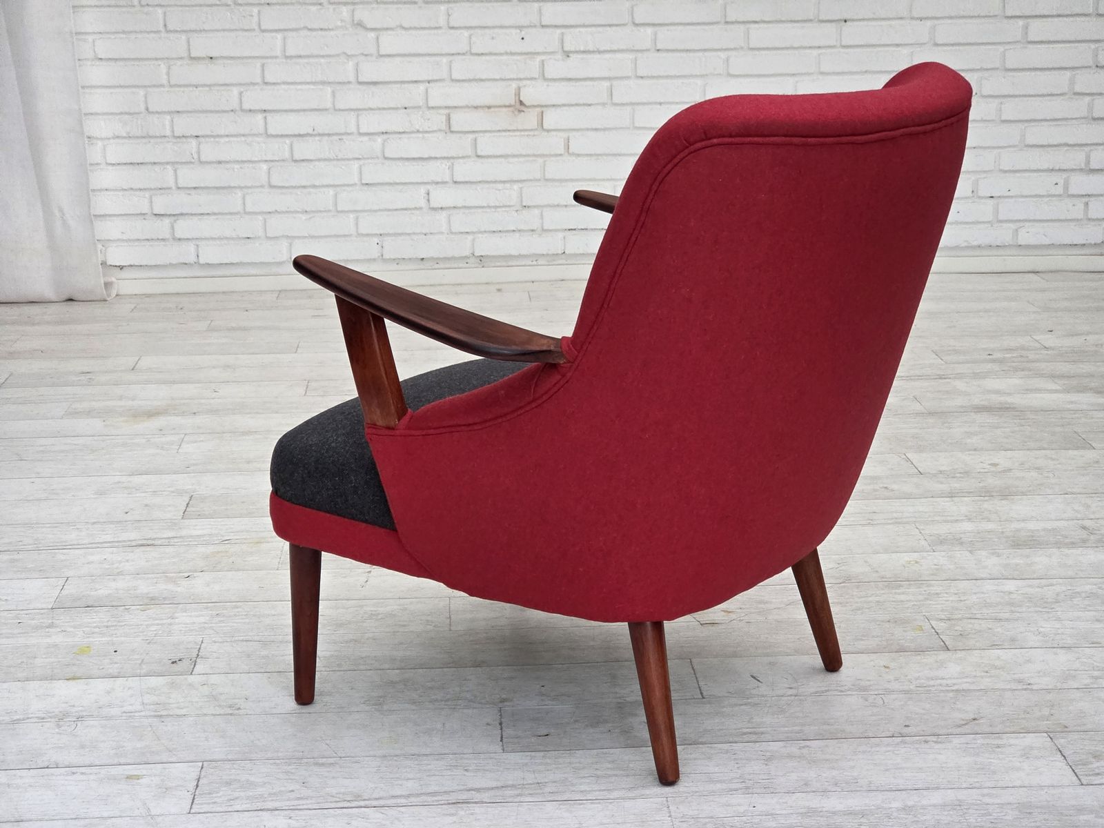 photo furniture 1960s, Danish Designed Armchair, Reupholstered, Furniture Wool.