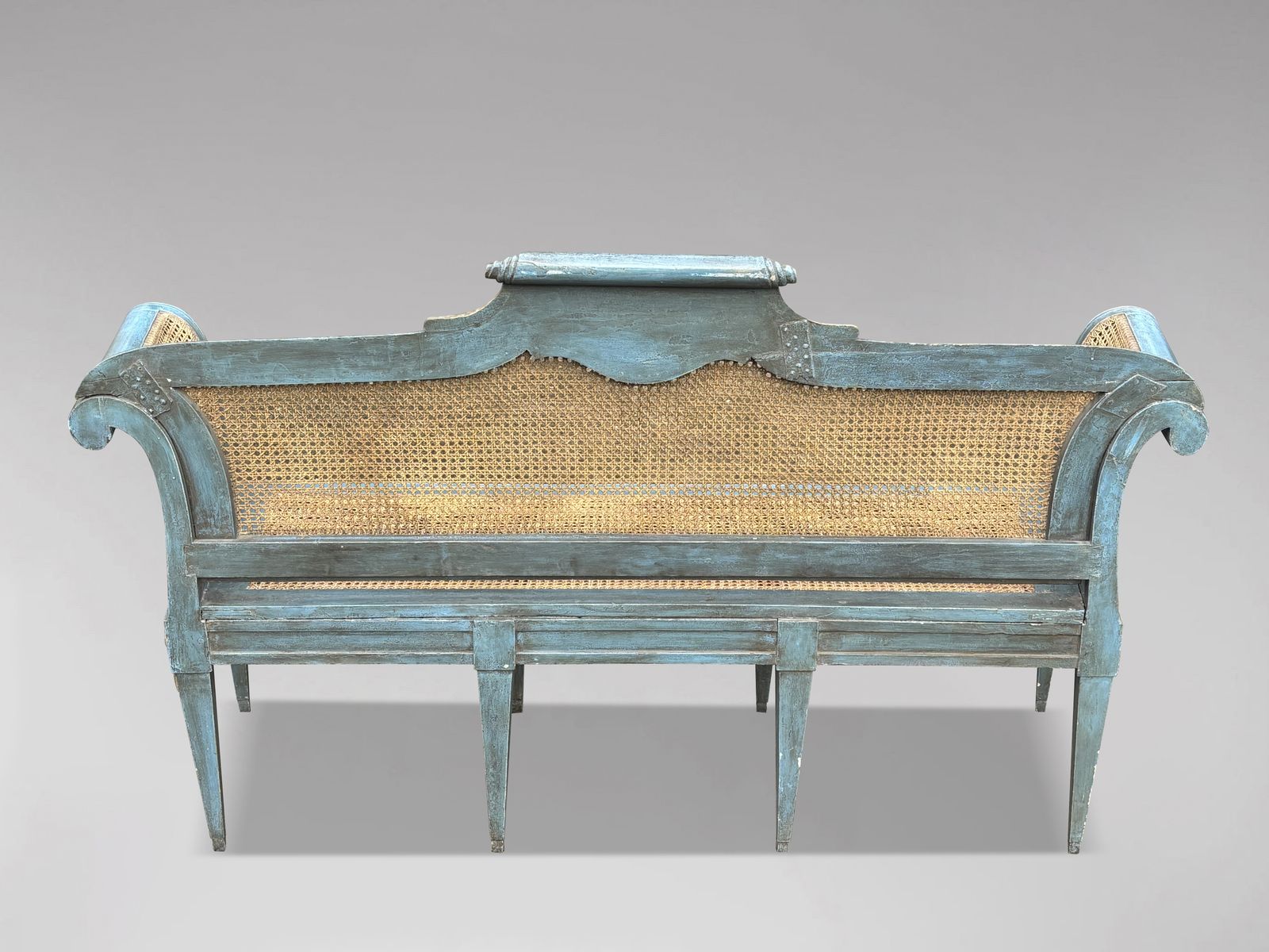 Furniture 19th Century Louis XVI Painted & Caned Bench photo