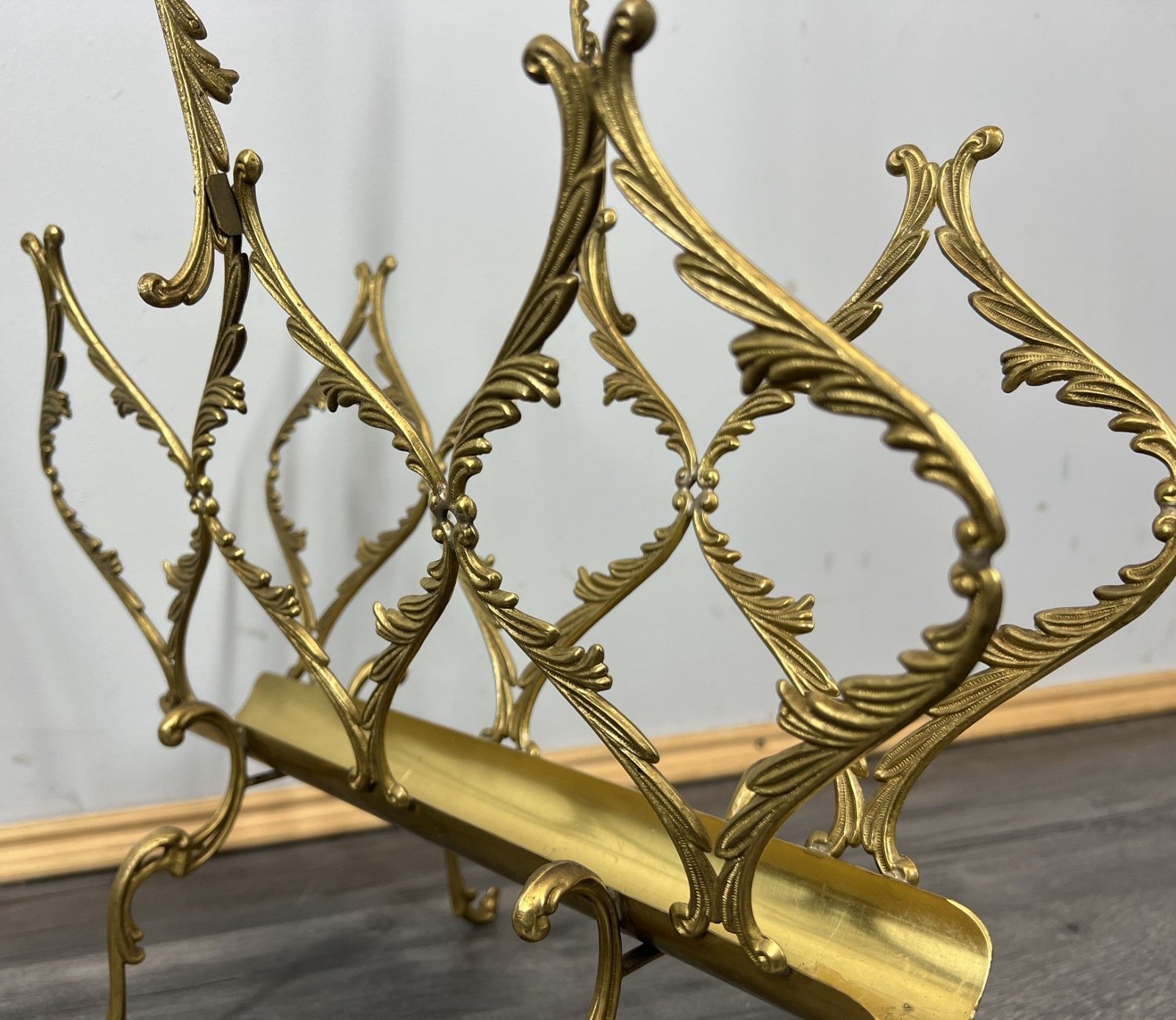 photo furniture Newspaper Rack Vintage French Style Brass Magazine Stand Lot 4633