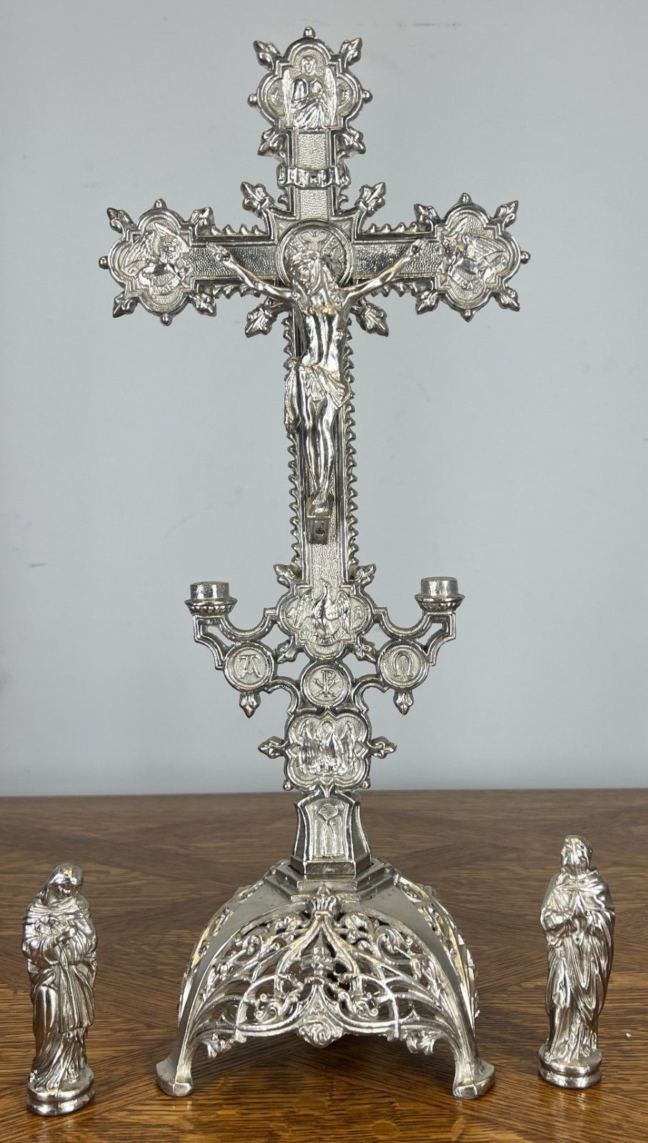 Crucifix Vintage French Style Religious Cross Ornate Stand Lot 4652 photo for sale