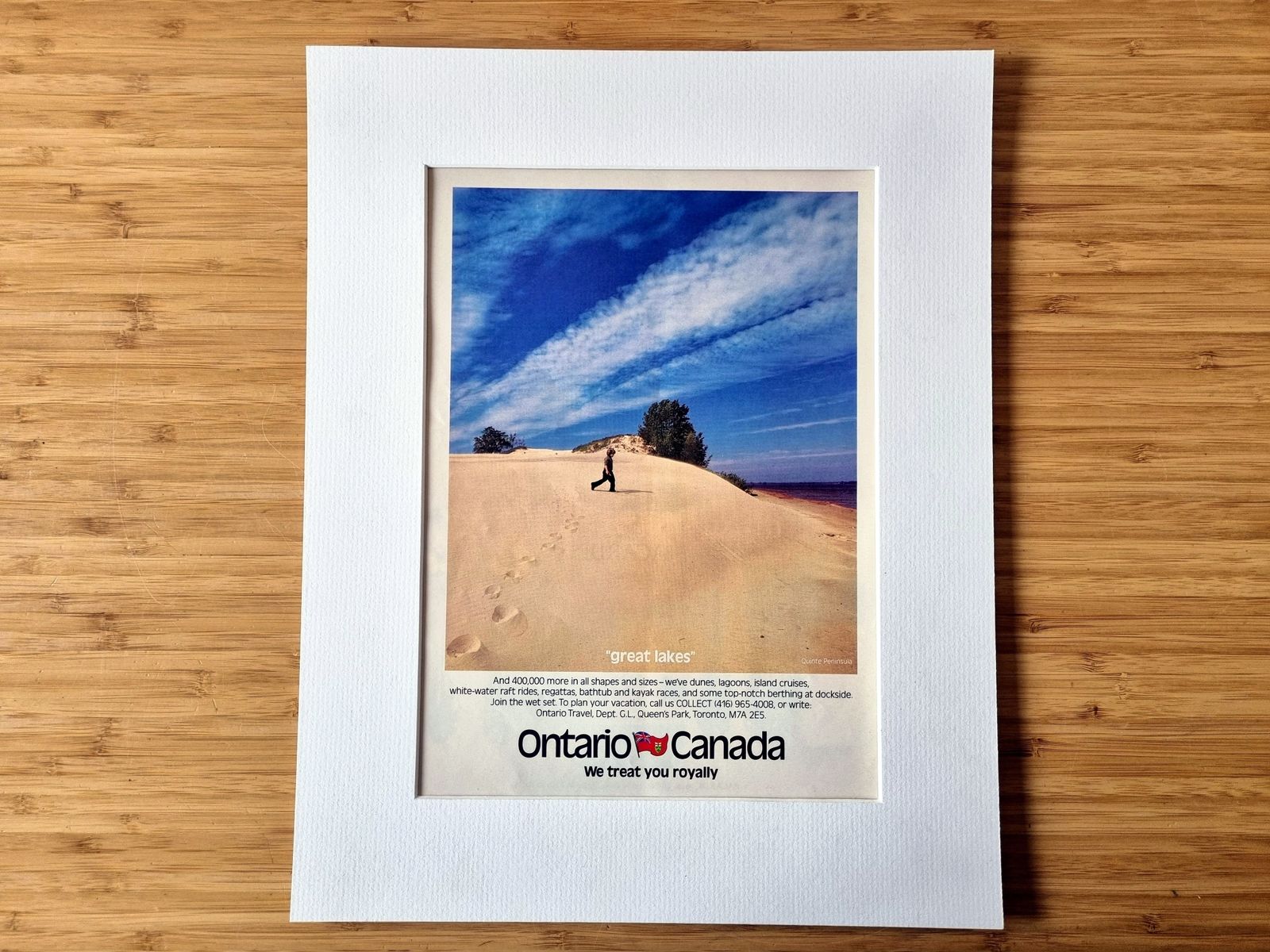 Ontario Canada Summer Poster Ad, Great Lakes Sand Dunes Scene, 1970s, Travel Tourism Print Advert photo vinterior