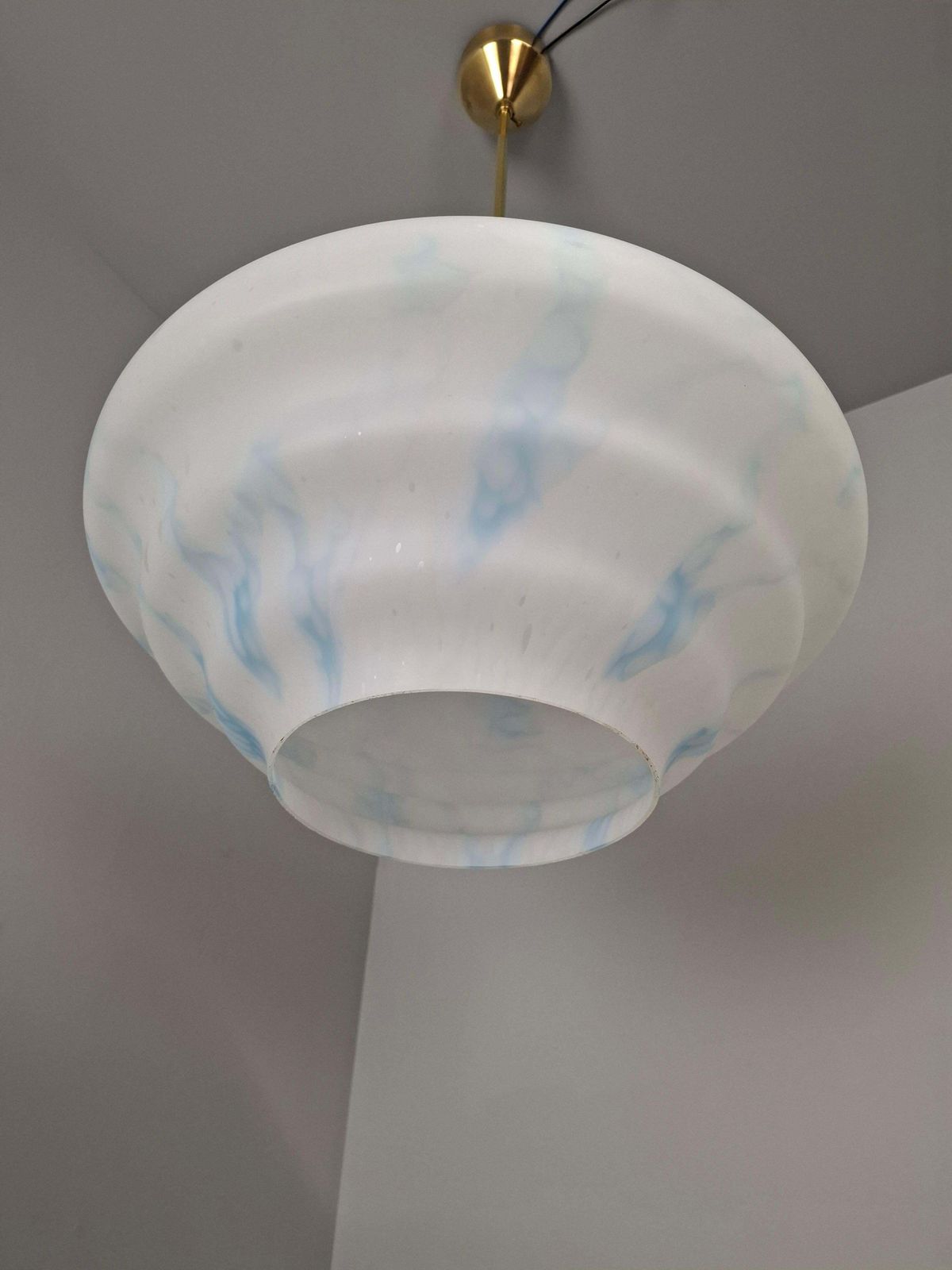 photo buy Napako Midcentury Modern Pendant Lamp In Opaline Glass And Brass, Czechoslovakia