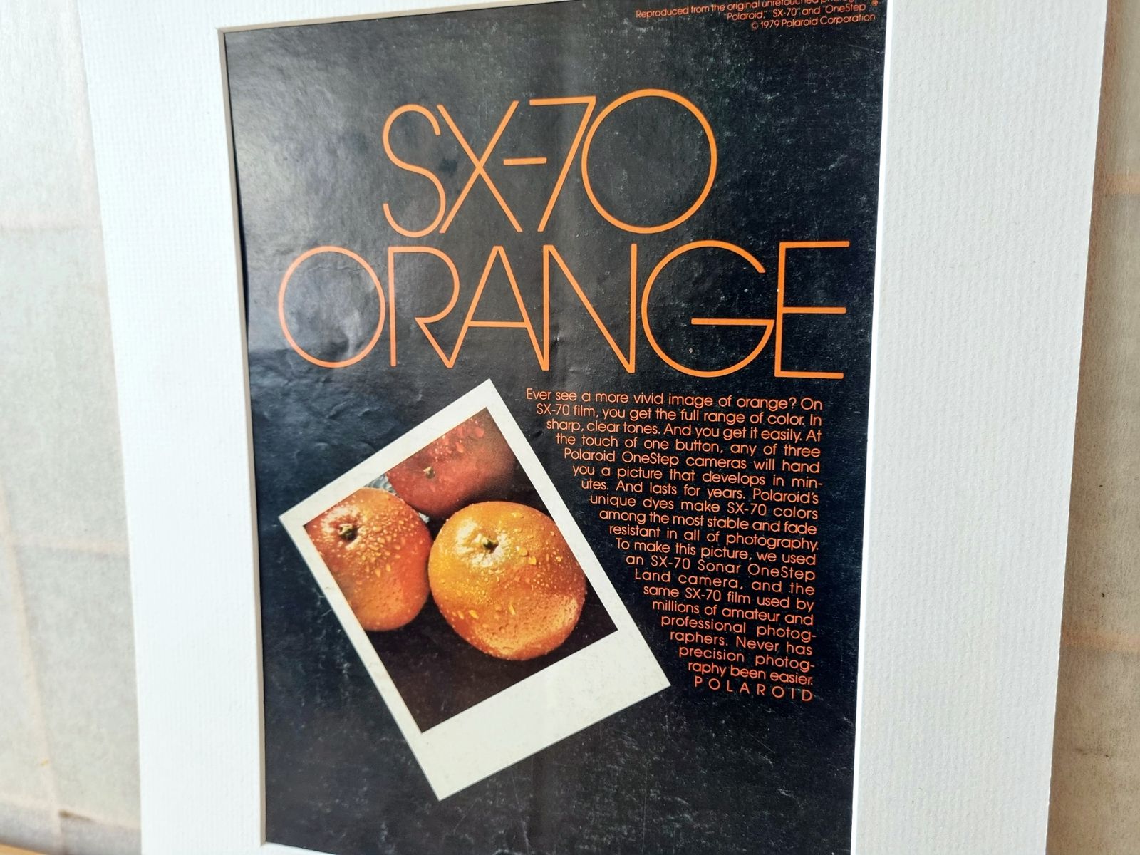 Photography Camera Print Ad, Polaroid Sx 70 Orange Campaign, Instant Film Advertising, 1970s Graphic photo furniture