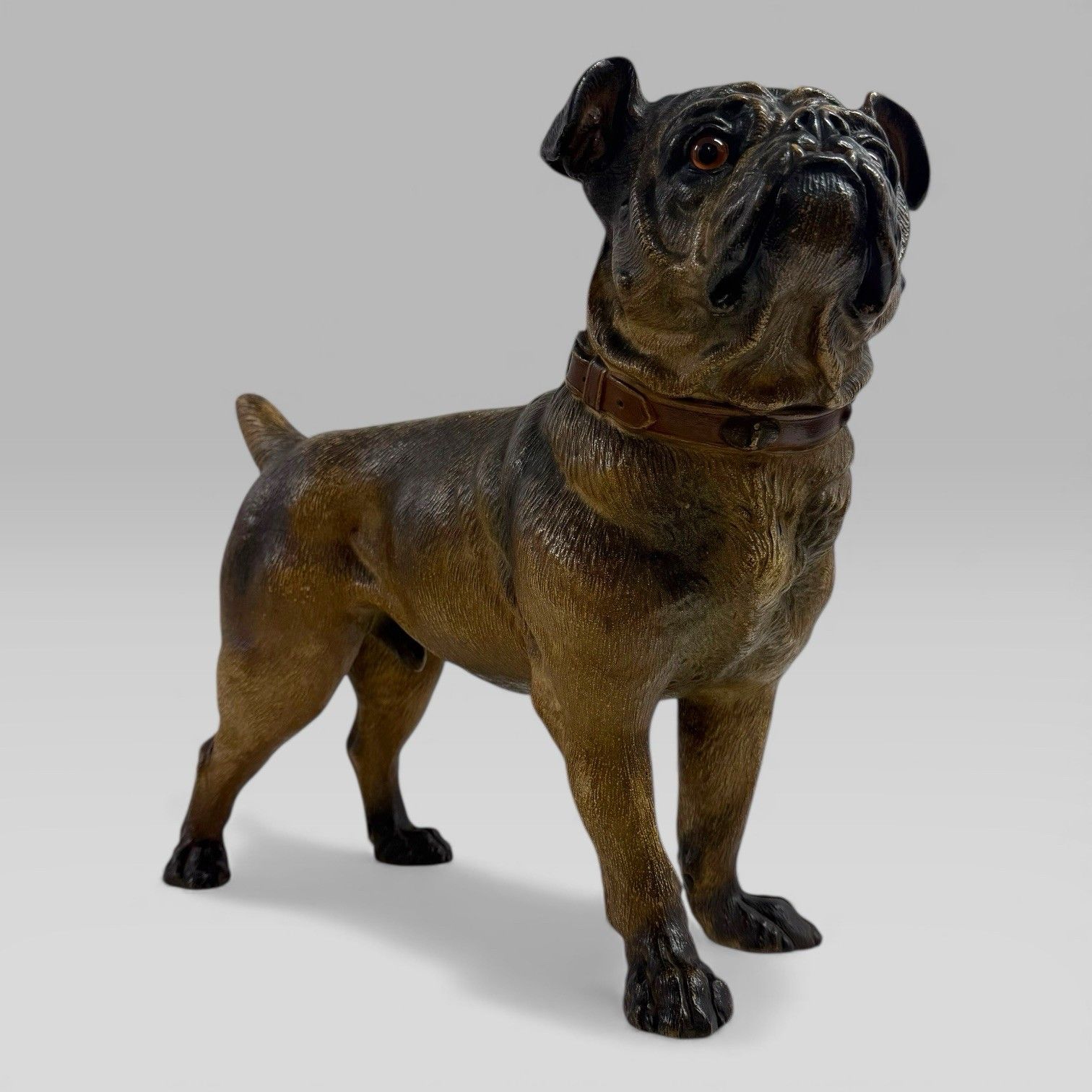 1450.0 Antique Austrian Terracotta Life Size Pug Dog Sculpture photo