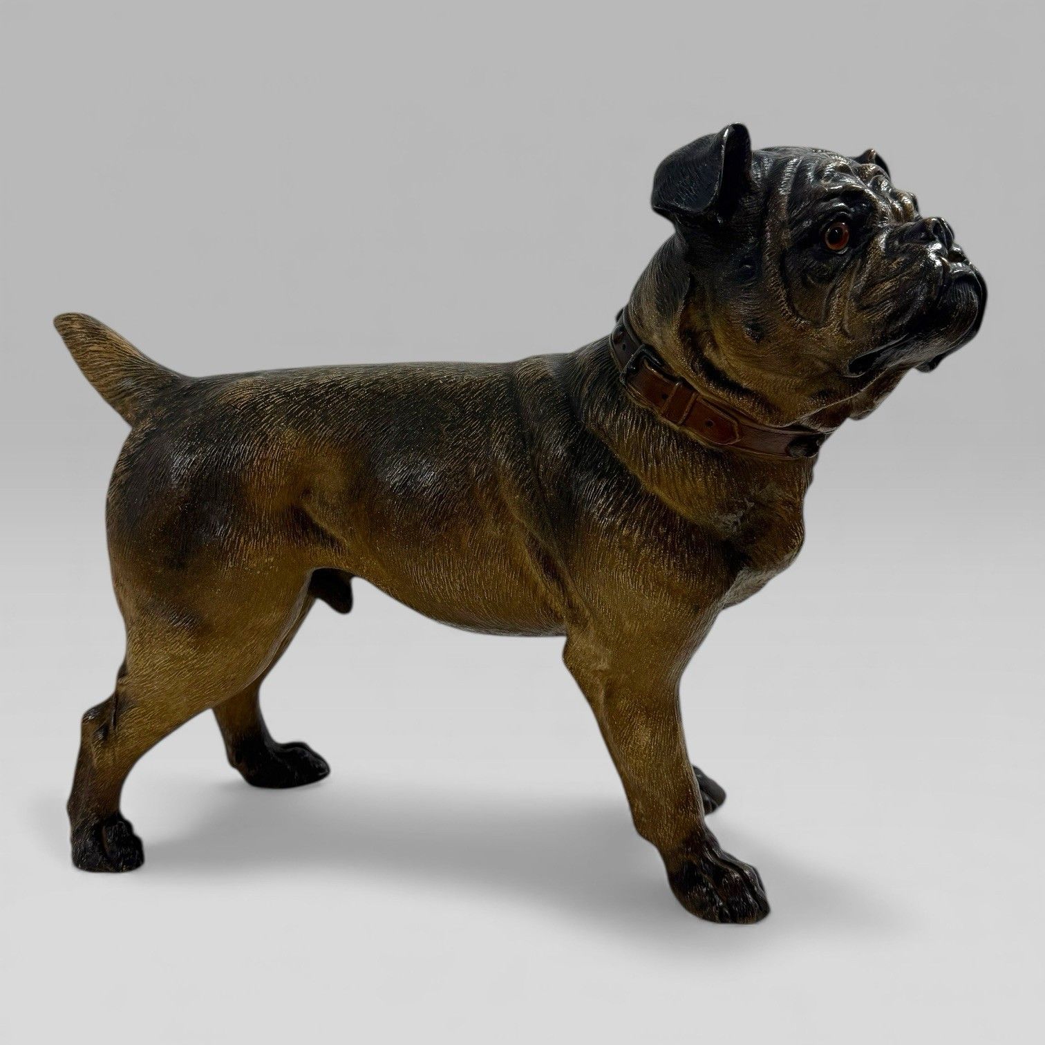 photo vintage Antique Austrian Terracotta Life Size Pug Dog Sculpture