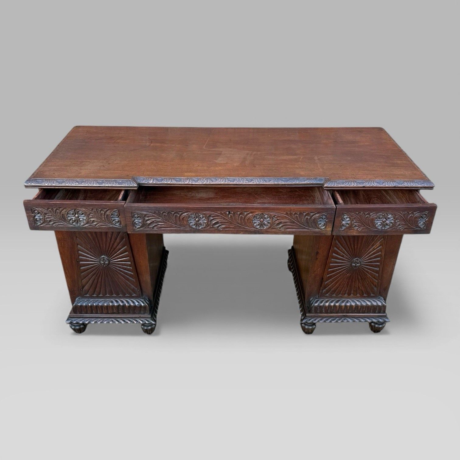 Antique Regency/William IV Anglo Indian Padouk Carved Sideboard Or Desk photo Furniture