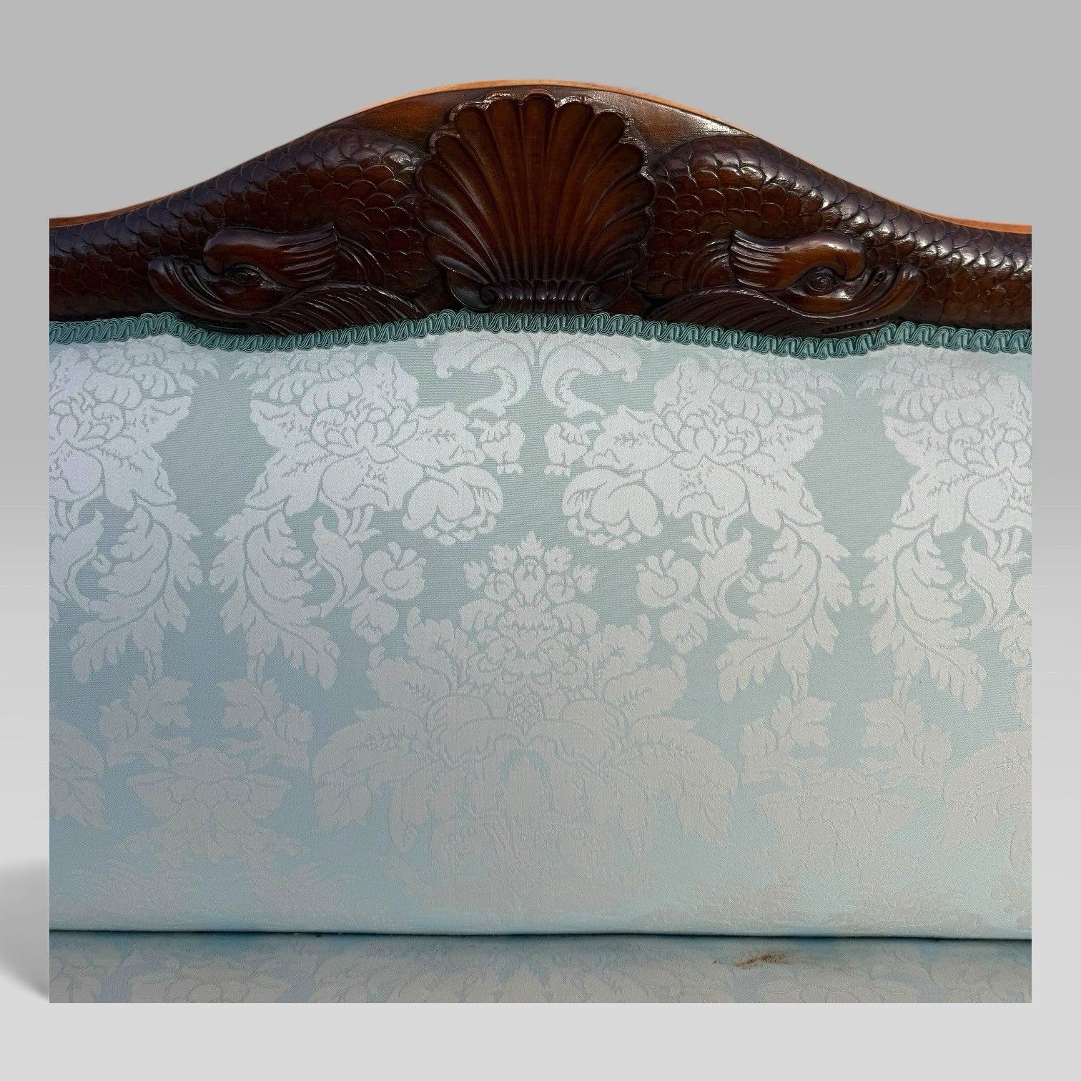 Furniture Antique 19th Century French Empire Flame Mahogany Sofa With Carved Details photo