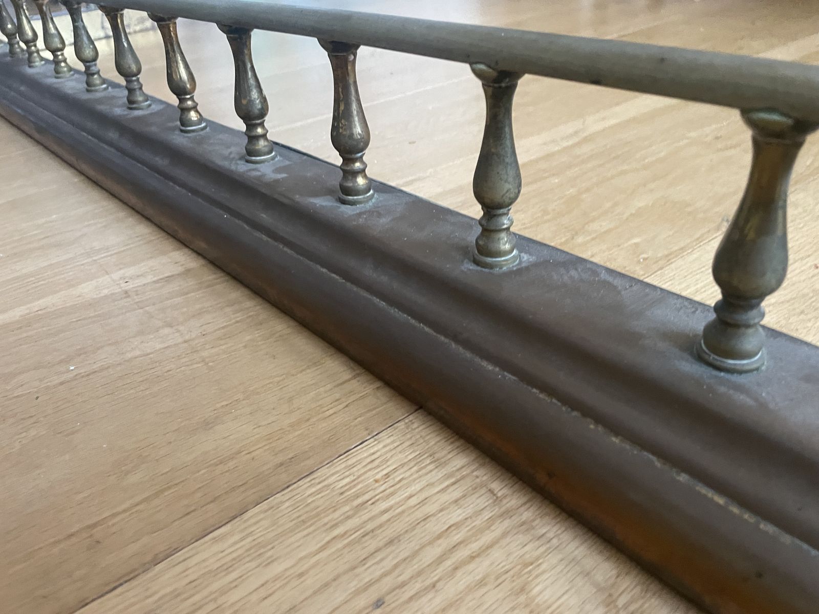 Antique Brass And Iron Fireplace Fender photo vinterior