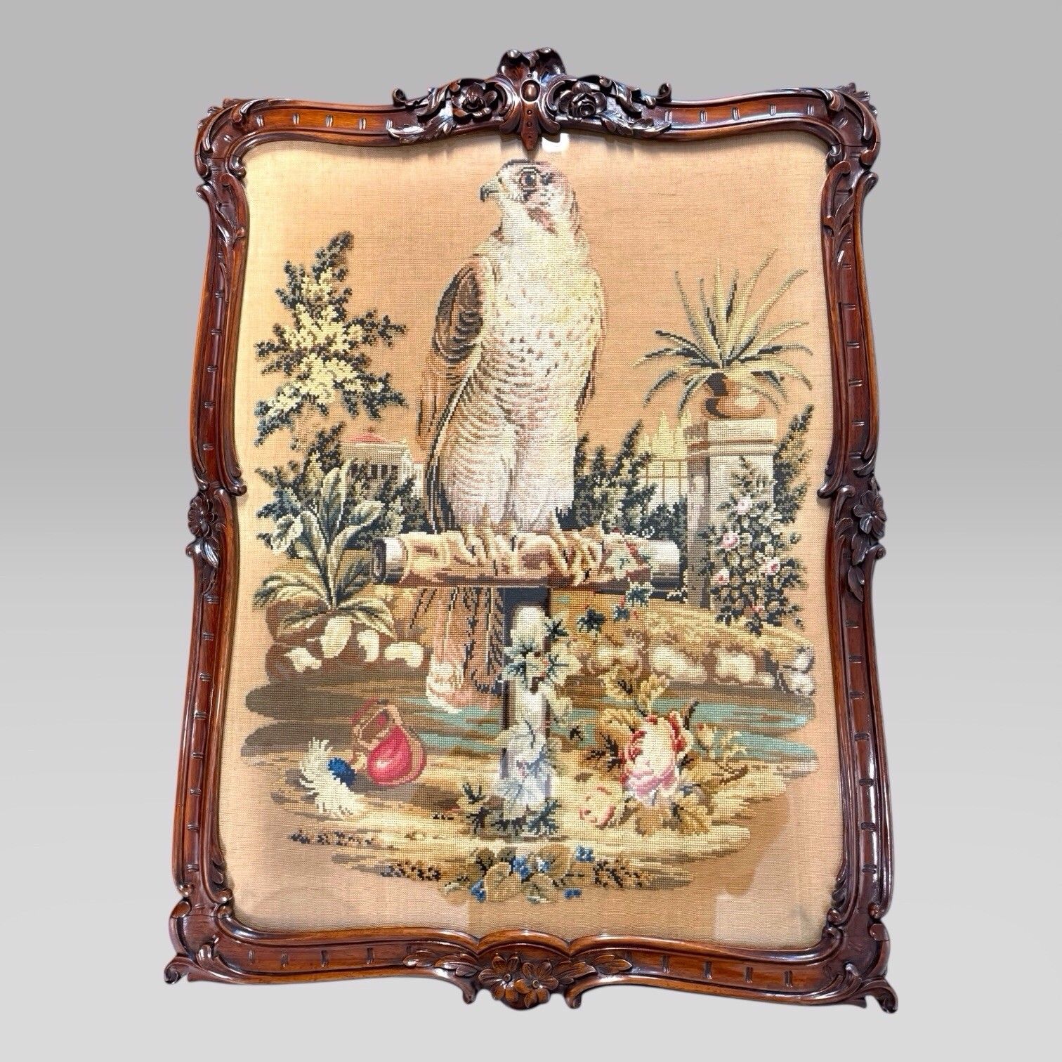 Antique William IV Gillows Carved Rosewood Tilt Top Tripod Table Fire Screen photo furniture