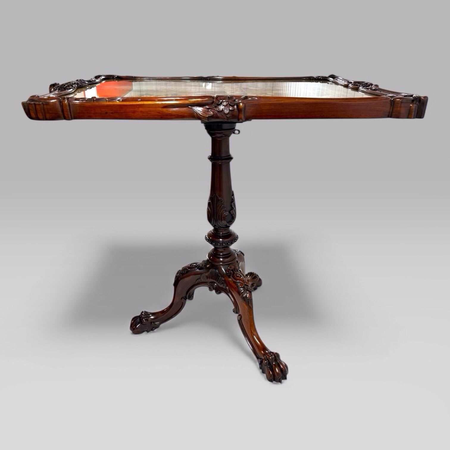 photo for sale Antique William IV Gillows Carved Rosewood Tilt Top Tripod Table Fire Screen