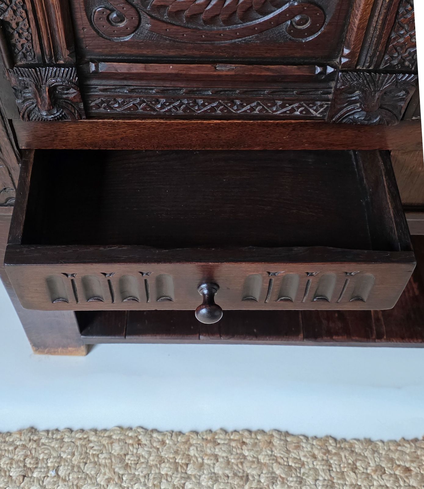 Antique Carved Oak Lawyers Primitive Court Cabinet photo vinterior