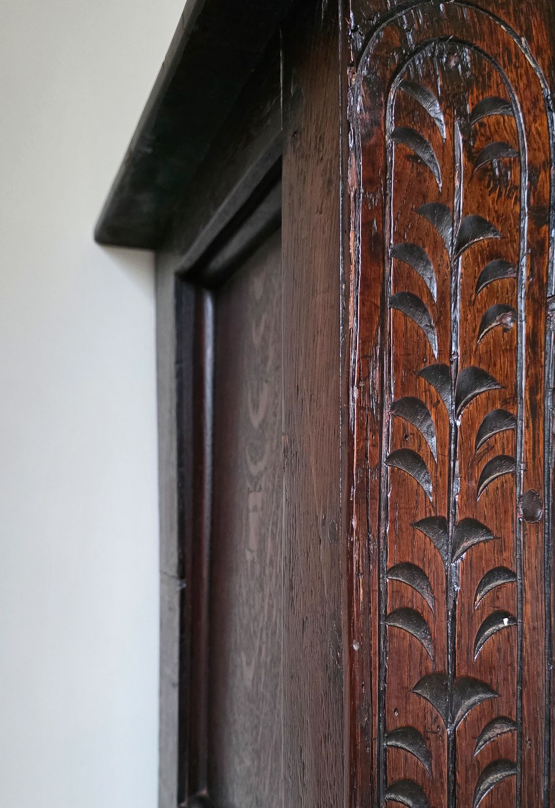 Furniture Antique Carved Oak Lawyers Primitive Court Cabinet photo