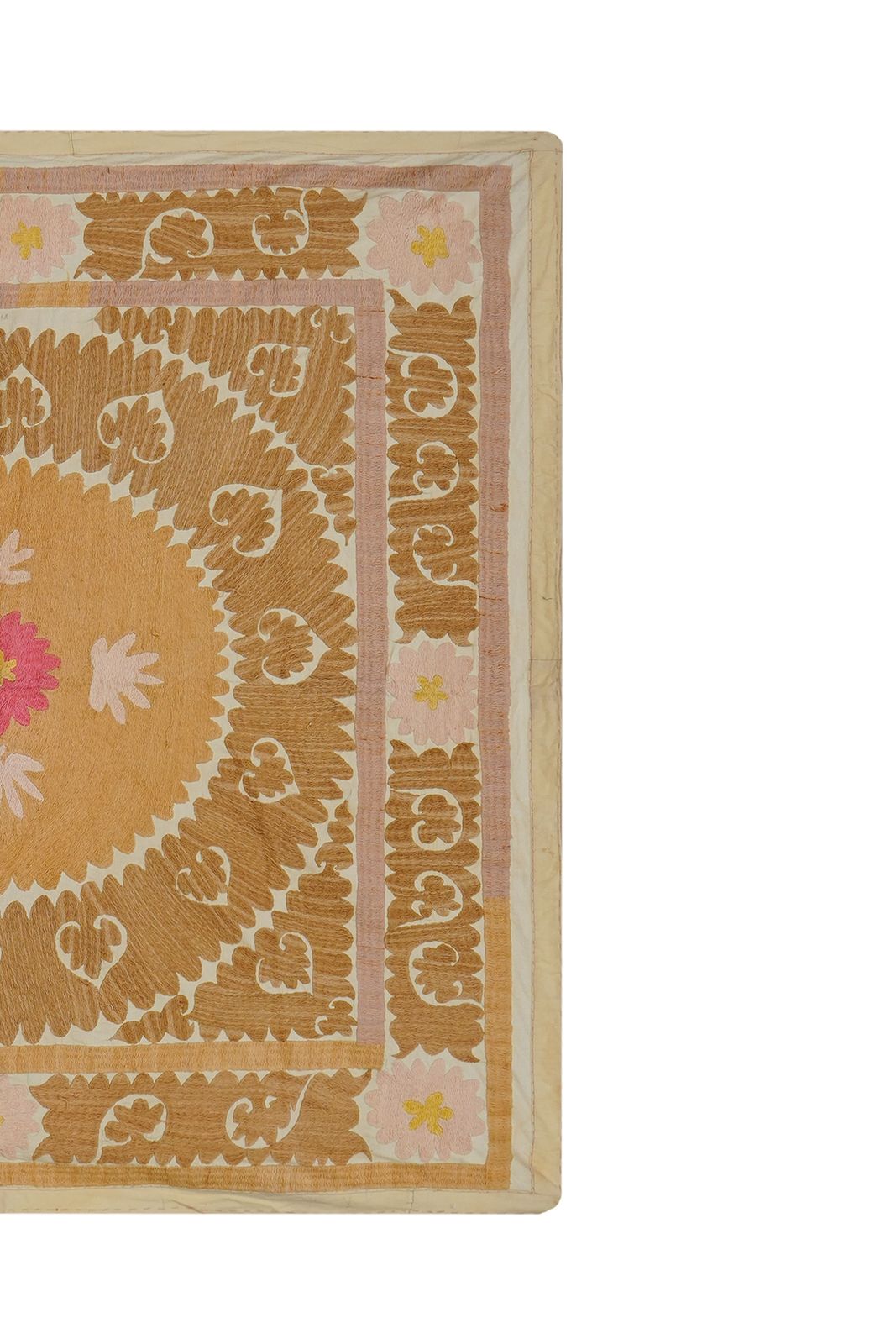 Suzani White Washed Pale Tribal Camel Uzbek Cloth 4'3'' X 4'6'' photo furniture