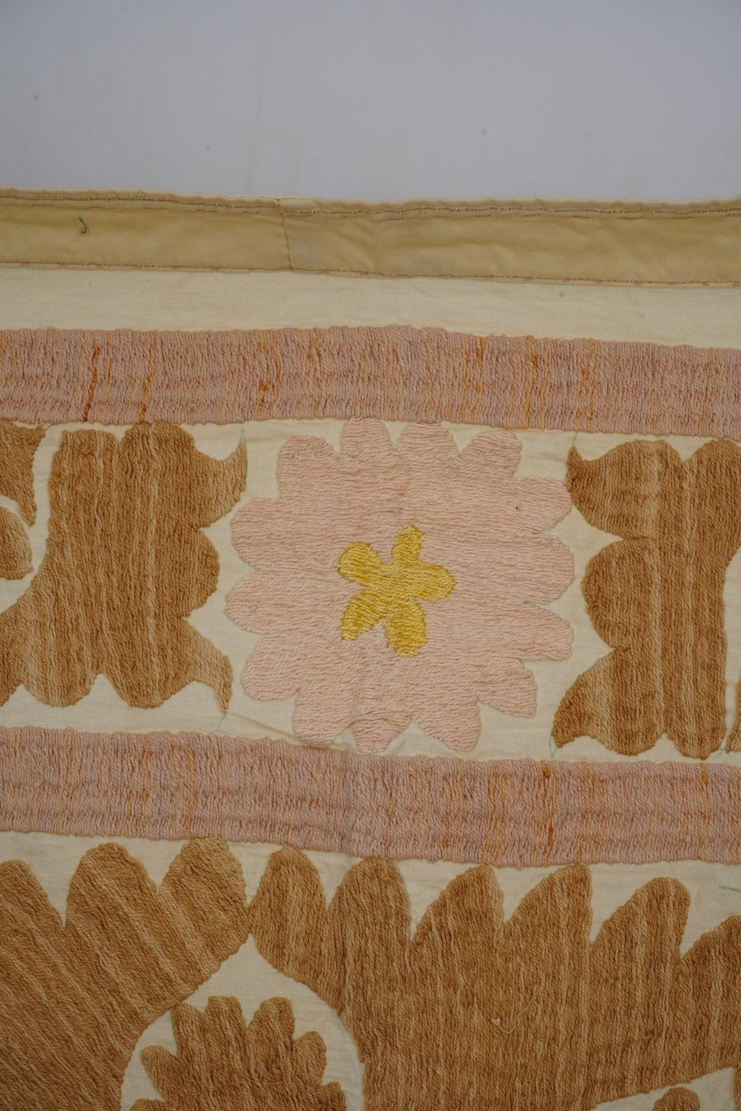 photo for sale Suzani White Washed Pale Tribal Camel Uzbek Cloth 4'3'' X 4'6''
