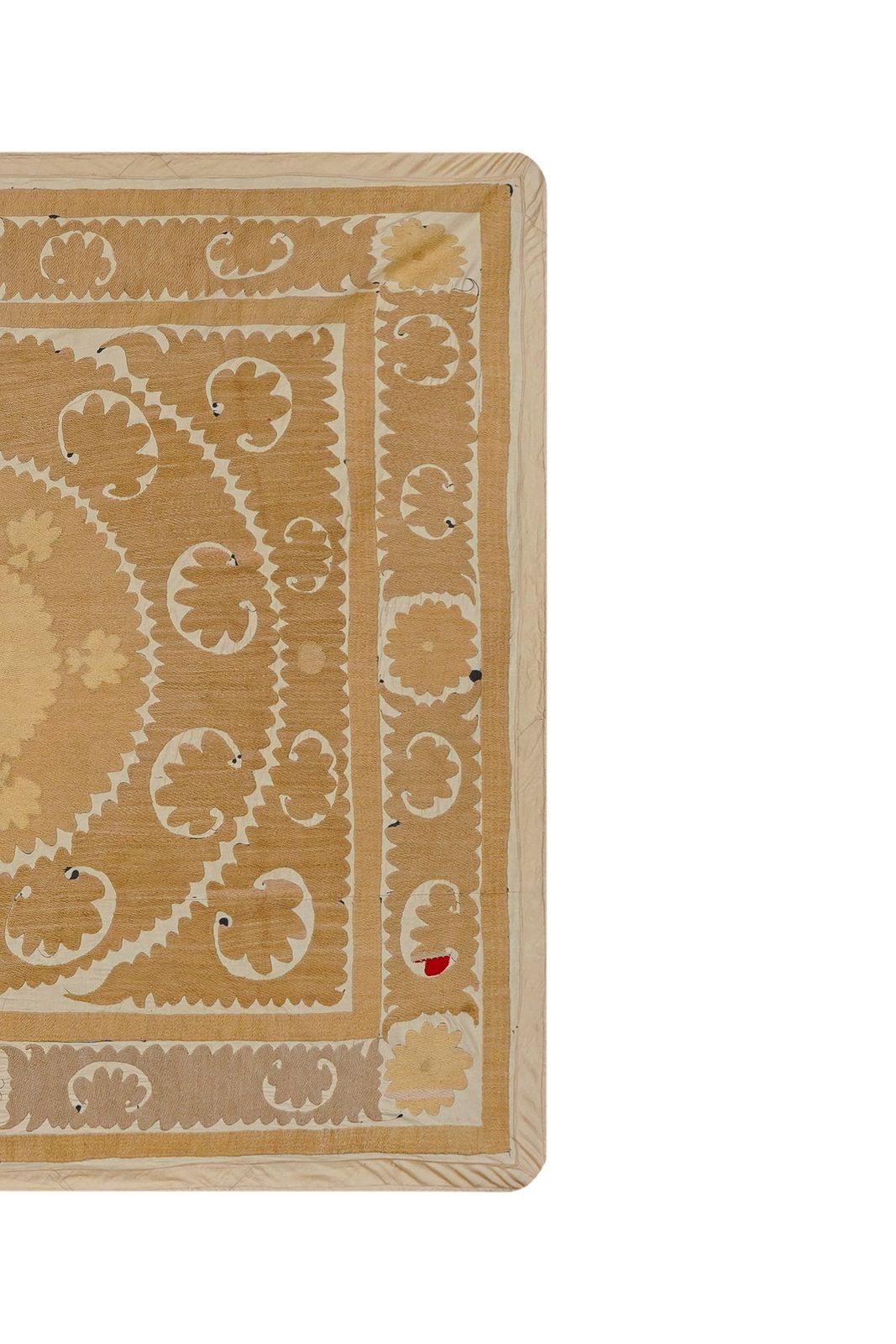Soft Earth Tone Suzani Textile, Hand Stitched Uzbek Home Decor 4'2'' X 4'8'' photo furniture