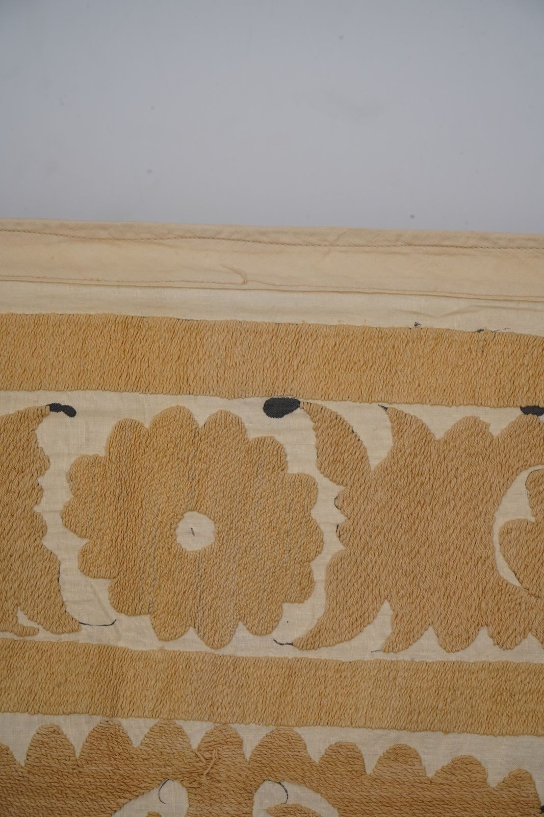 Soft Earth Tone Suzani Textile, Hand Stitched Uzbek Home Decor 4'2'' X 4'8'' photo buy
