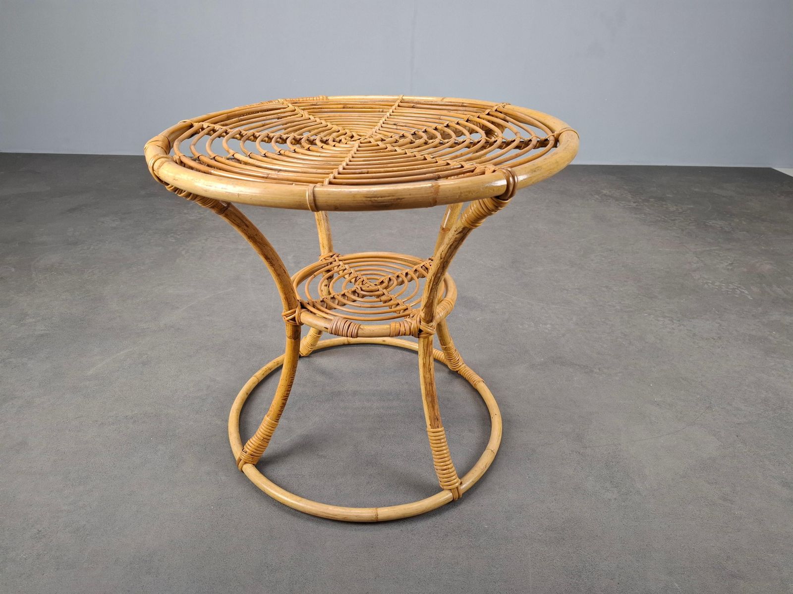 Czechoslovak Midcentury Rattan And Bamboo Side Table, 1960s photo buy