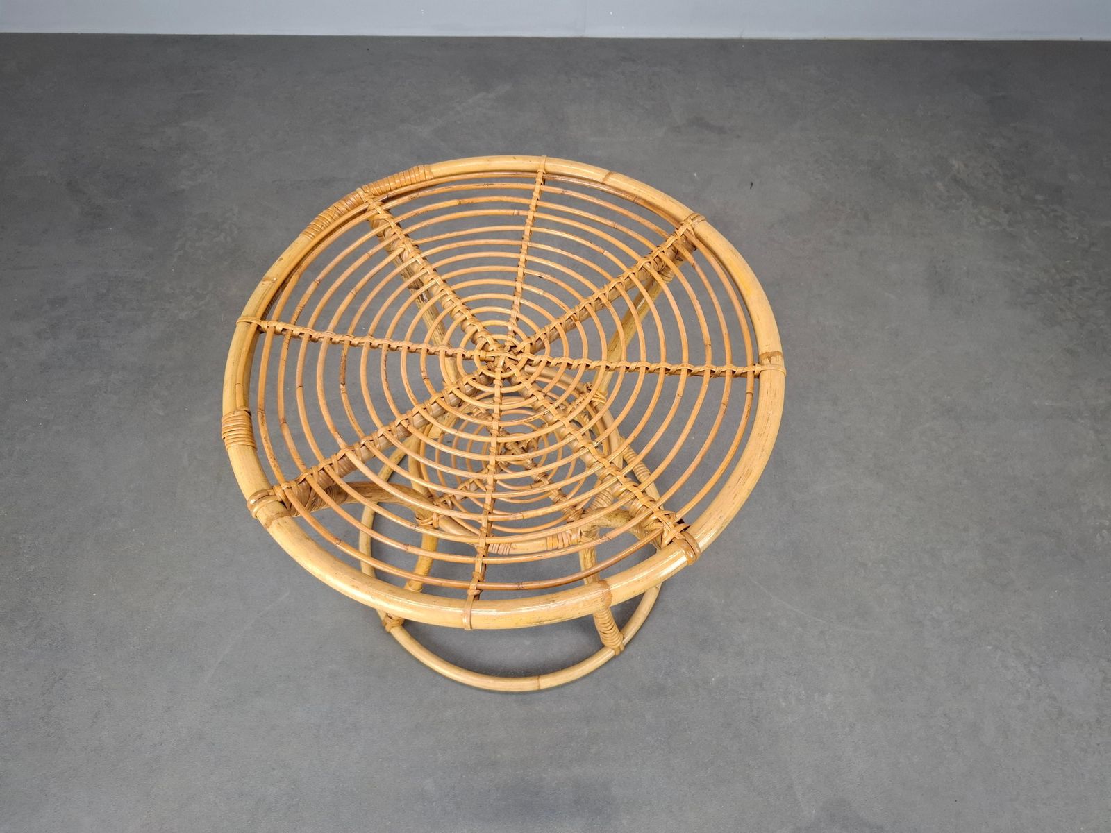 photo furniture Czechoslovak Midcentury Rattan And Bamboo Side Table, 1960s