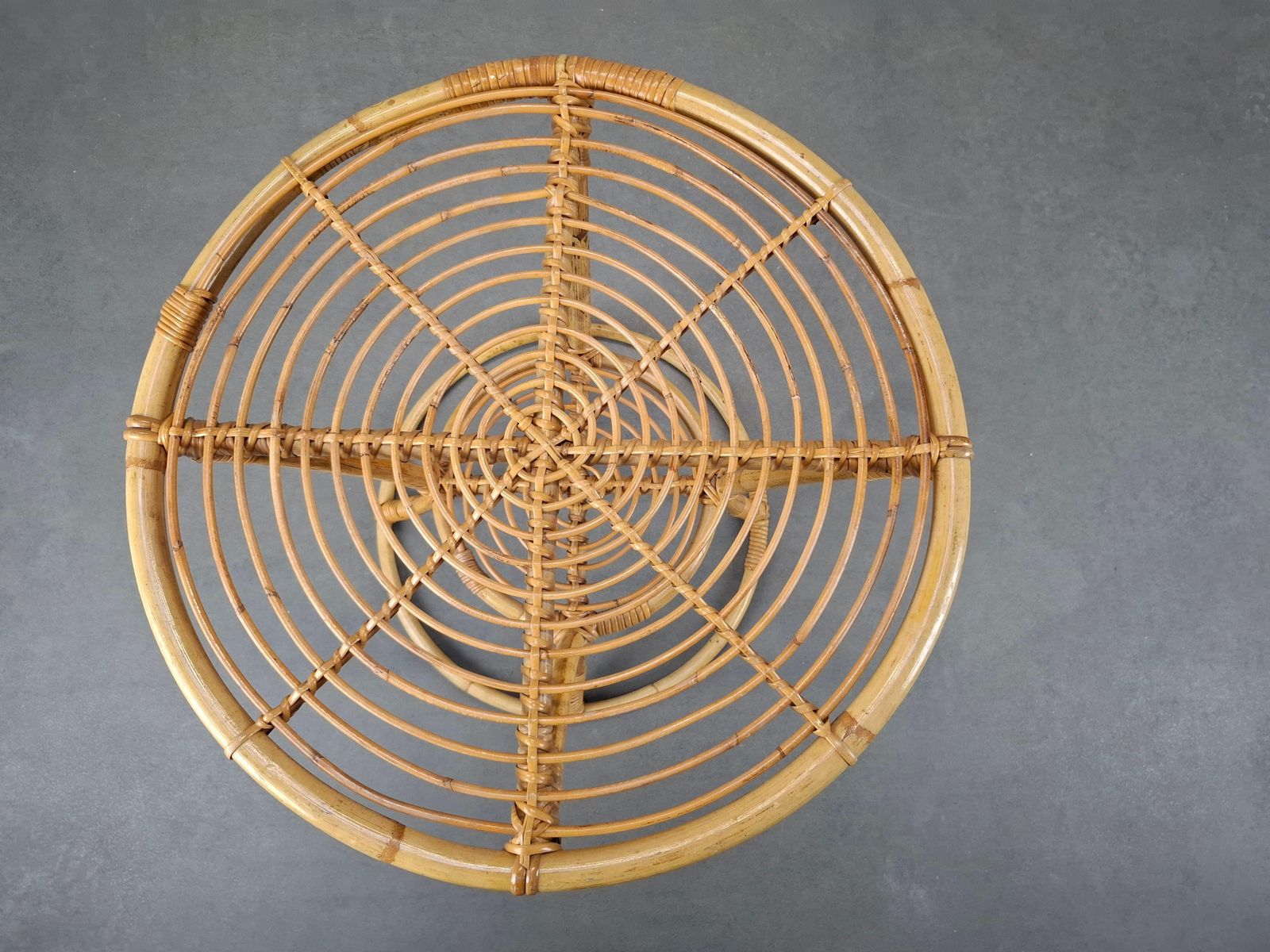 photo buy Czechoslovak Midcentury Rattan And Bamboo Side Table, 1960s