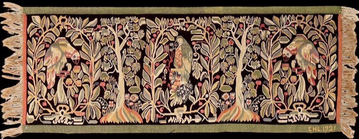 Vintage Scandinavian Tapestry Flamsk From Skåne In Sweden Signed Ehl 1921