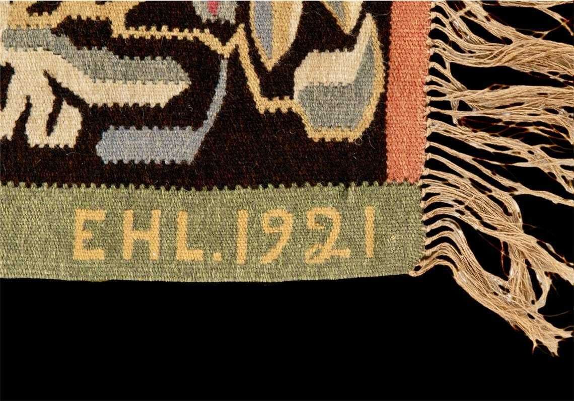 Vintage Scandinavian Tapestry Flamsk From Skåne In Sweden Signed Ehl 1921 photo Art