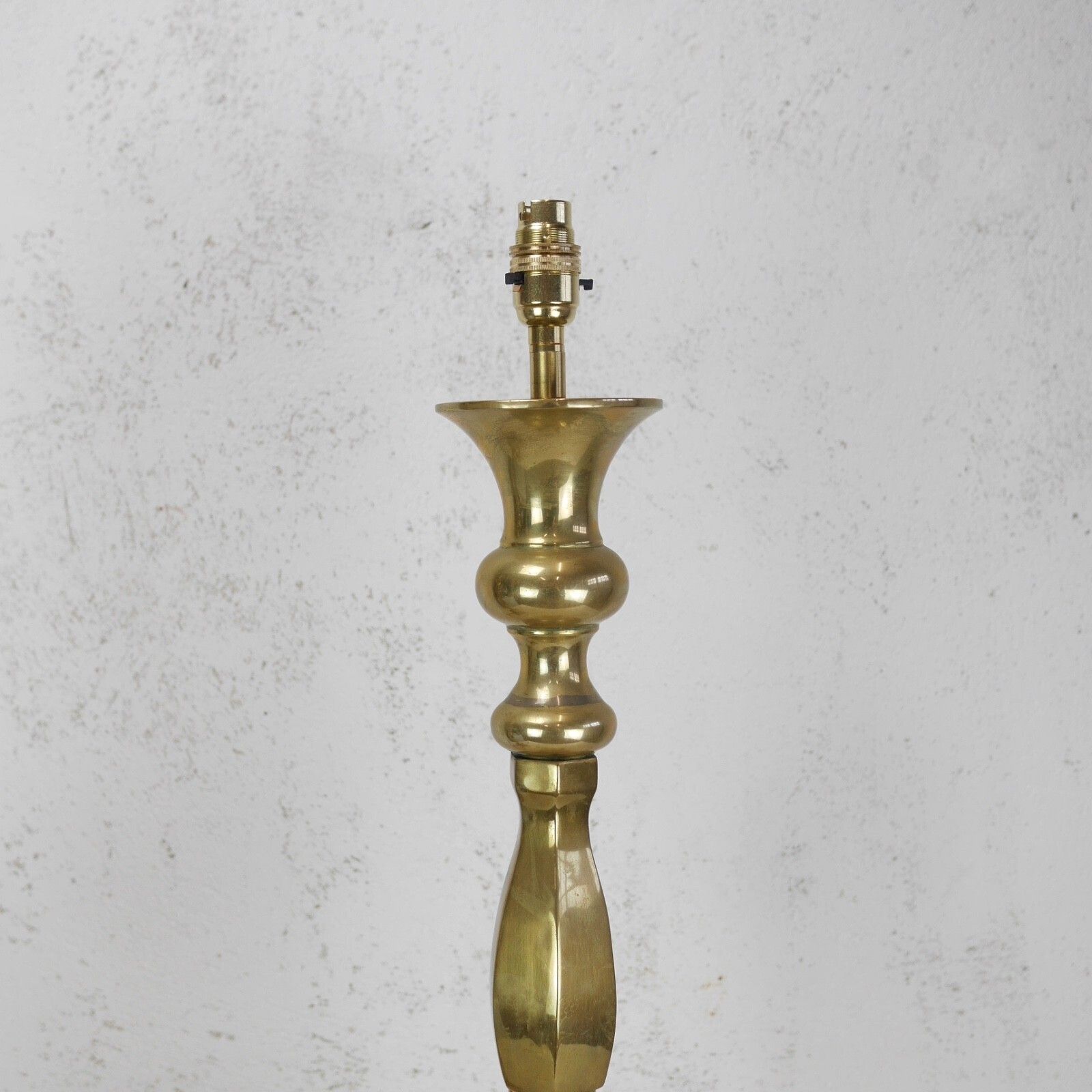 Pair Tall Large Brass Candle Stick Table Lights Lamps Vintage Antique  #103068 photo vinterior