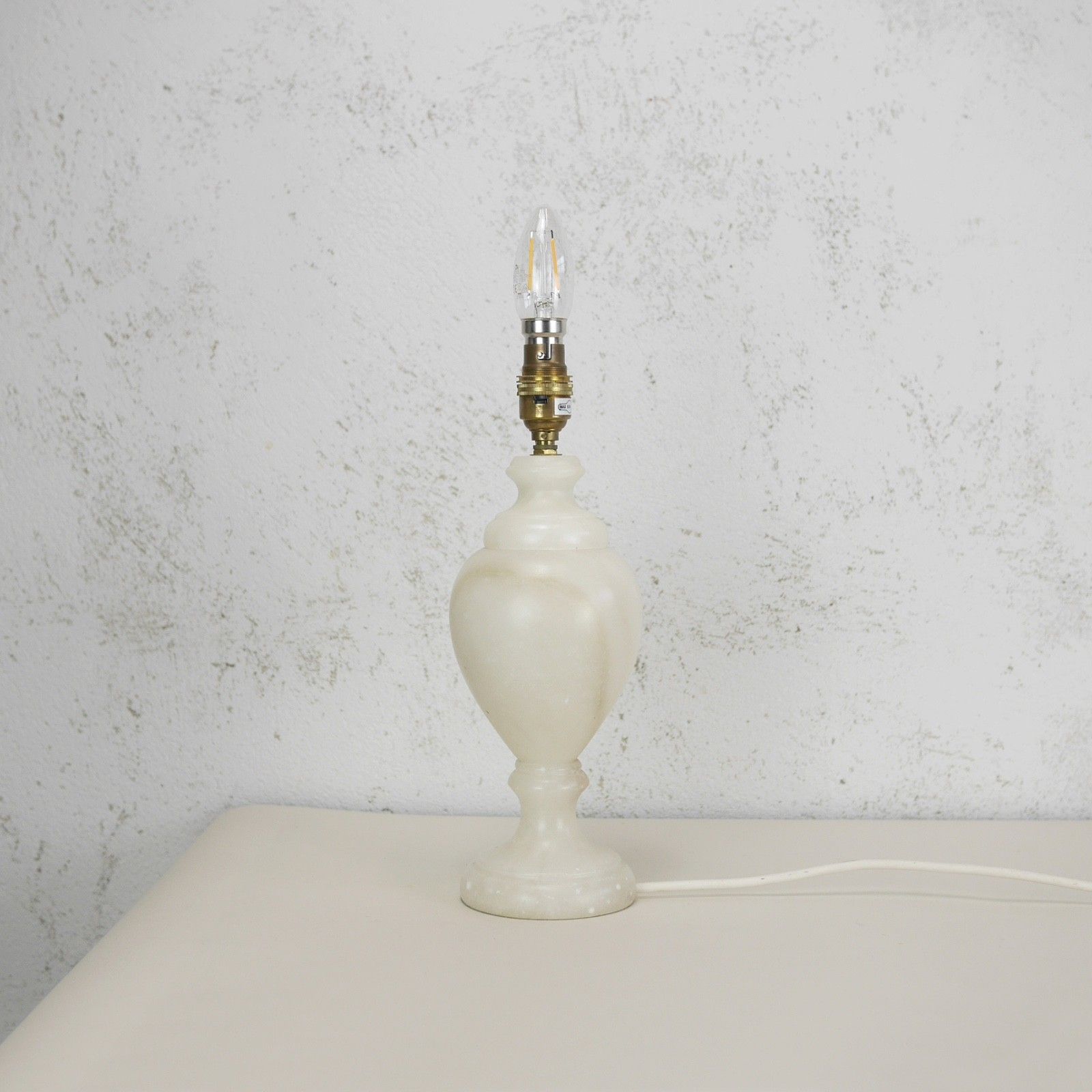 Alabaster Marble Neoclassical Urn Table Lamp Italian Marble Brass #103076 photo vinterior