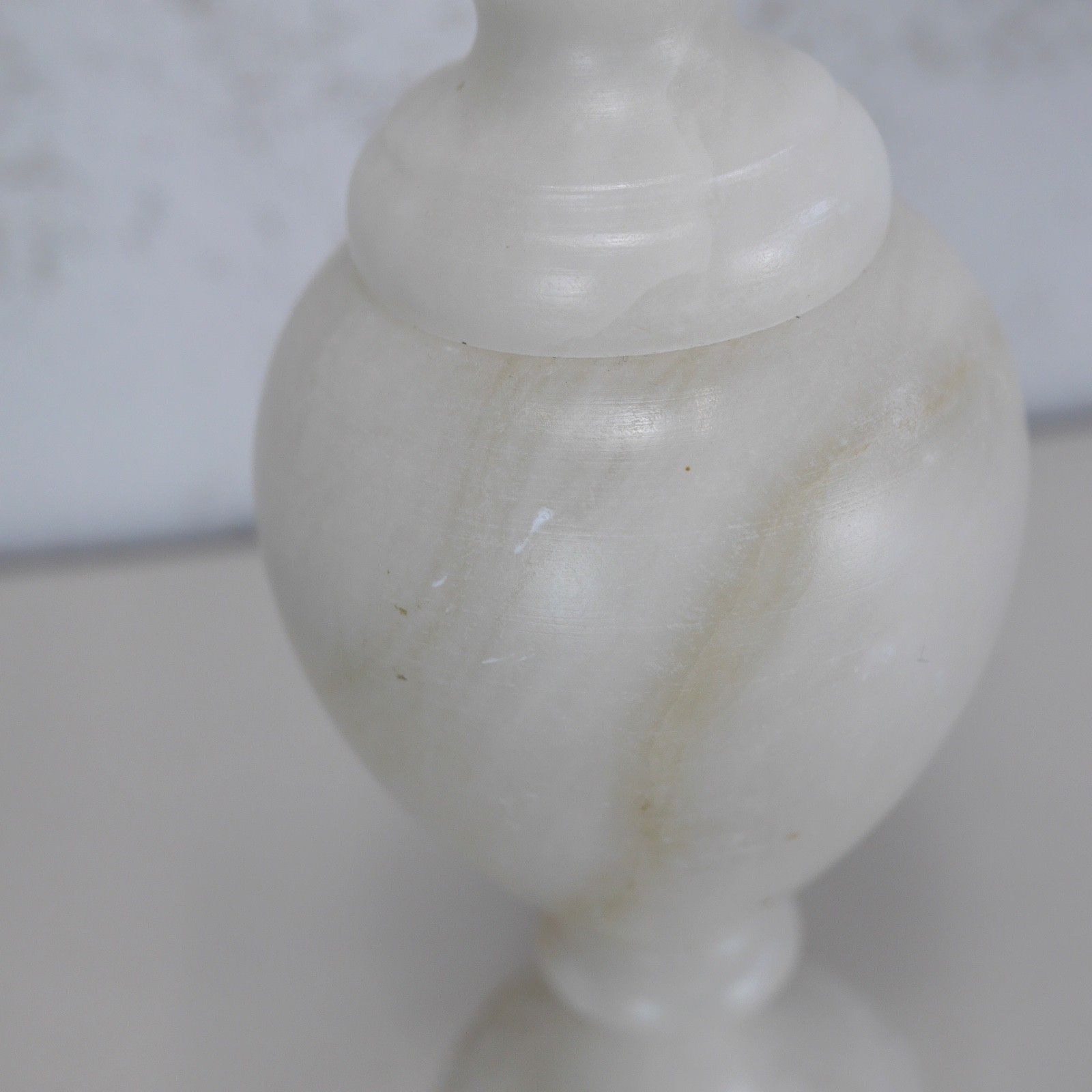 photo buy Alabaster Marble Neoclassical Urn Table Lamp Italian Marble Brass #103076