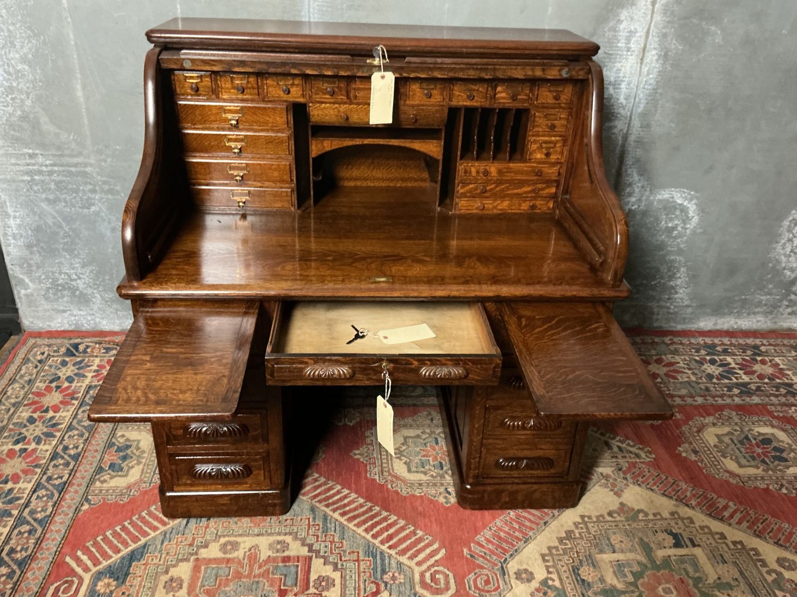Antique Roll Top Desk, 1900s, Oak photo for sale
