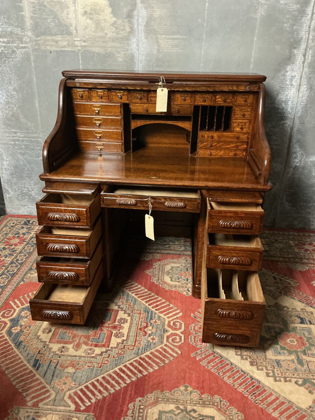 Antique Roll Top Desk, 1900s, Oak photo 5950.0