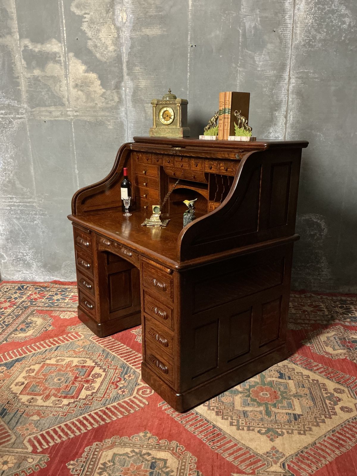 photo buy Antique Roll Top Desk, 1900s, Oak