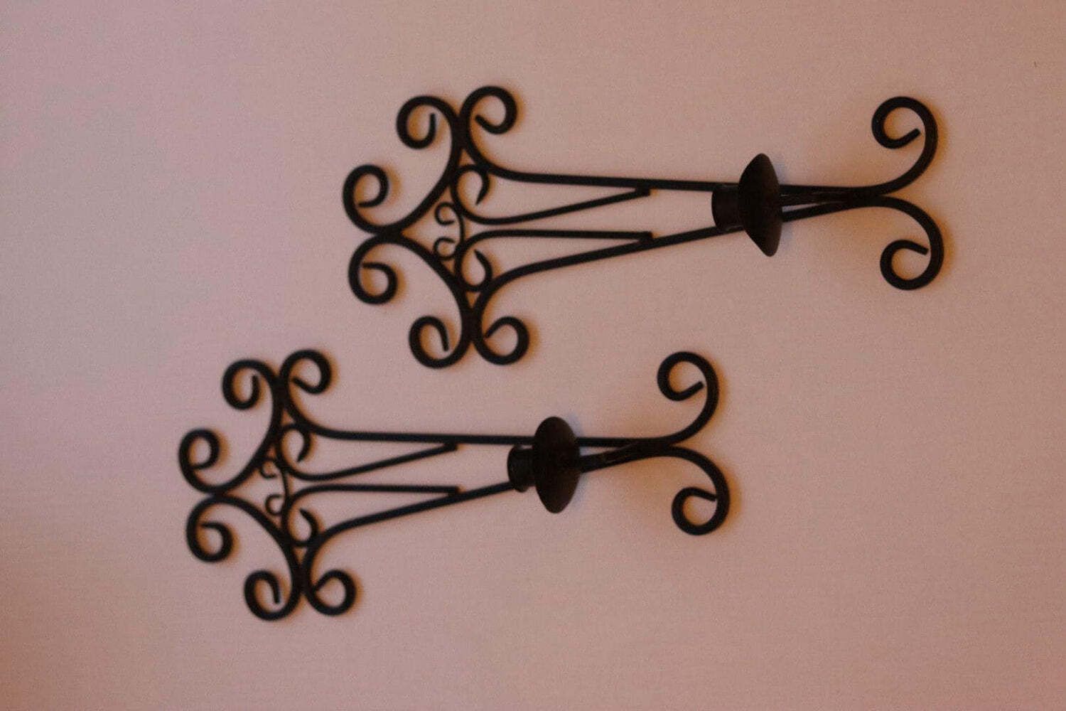 Pair Of Vintage Black Metal Sconces photo furniture