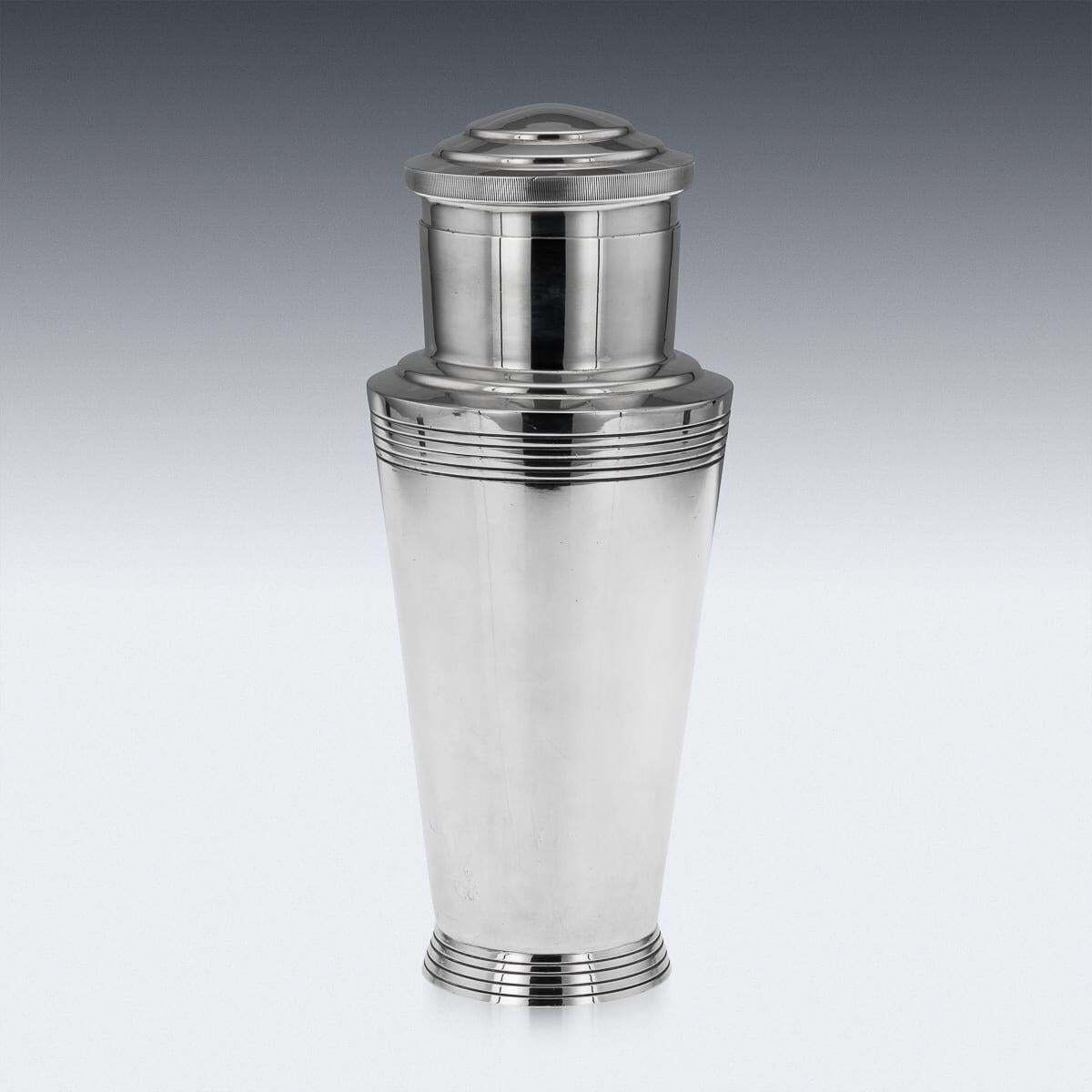 Art Deco Cocktail Shaker By Keith Murray, Silver Plated, English, 1936 photo for sale