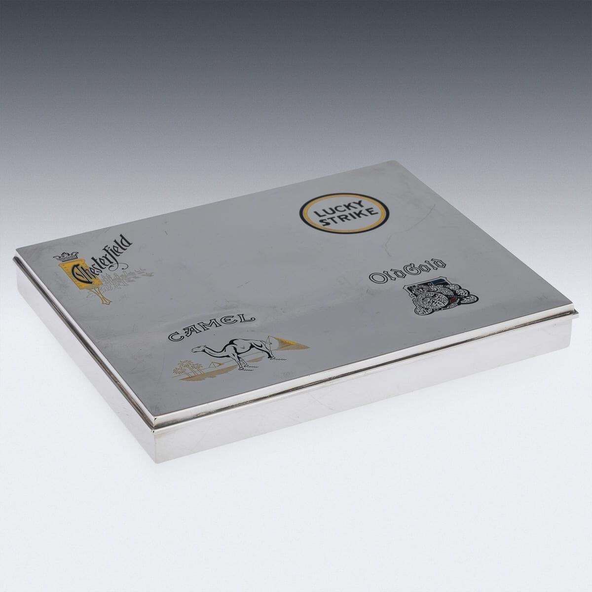 Cartier American Solid Silver And Enamel Cigarette Box, 20th Century photo for sale