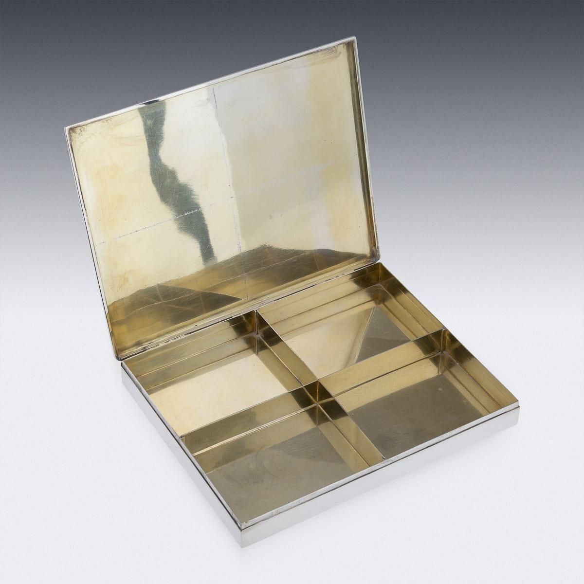 Cartier American Solid Silver And Enamel Cigarette Box, 20th Century photo 3874.0