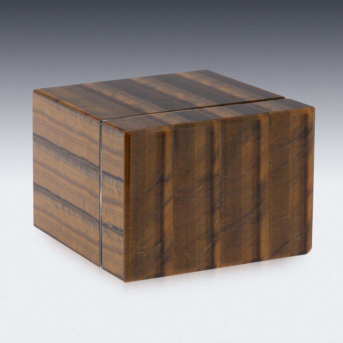 photo furniture Italian Solid Silver Mounted Box, Tiger's Eye & Agate, 20th Century