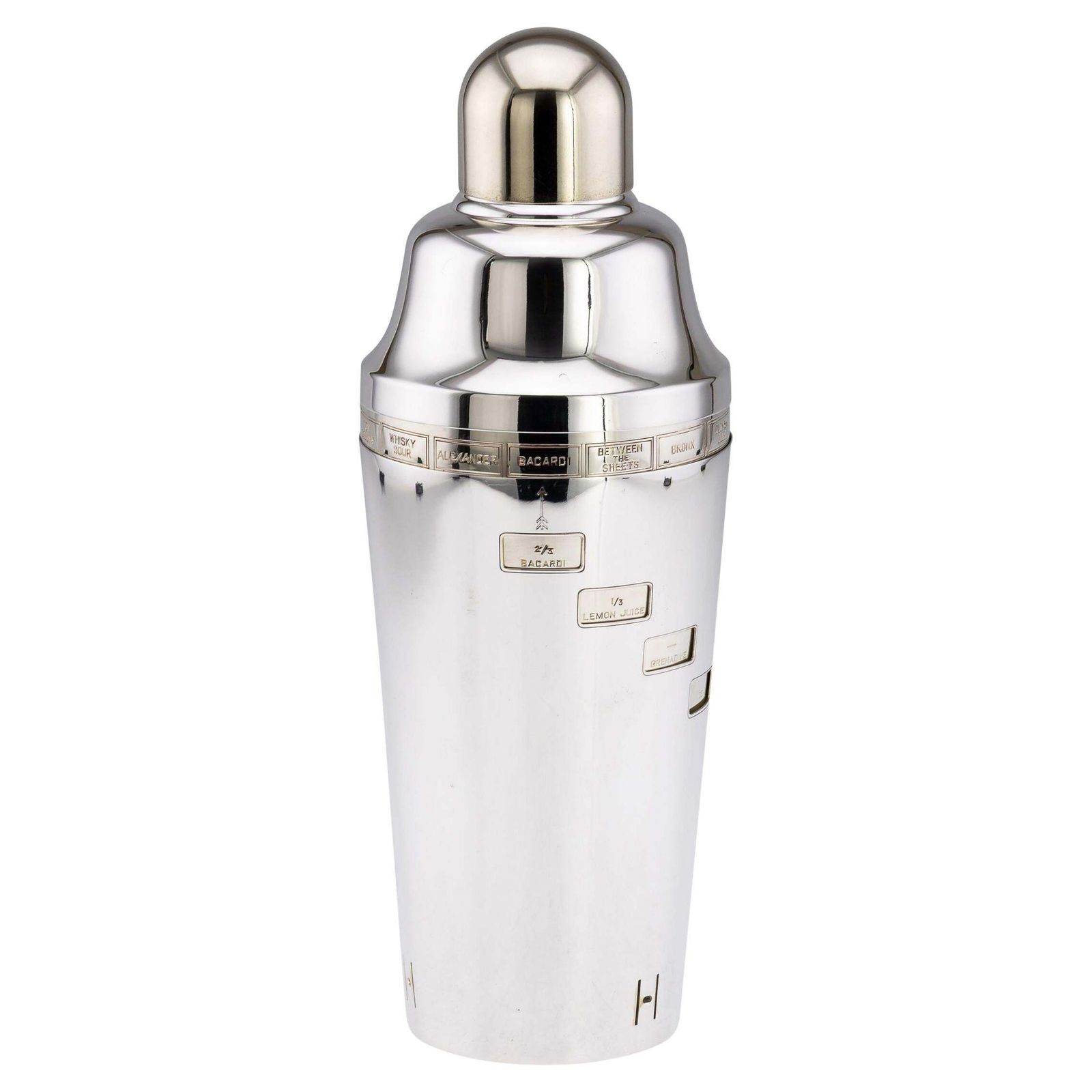 20th Century American Silver Plated "Recipe" Cocktail Shaker By Napier C.1930