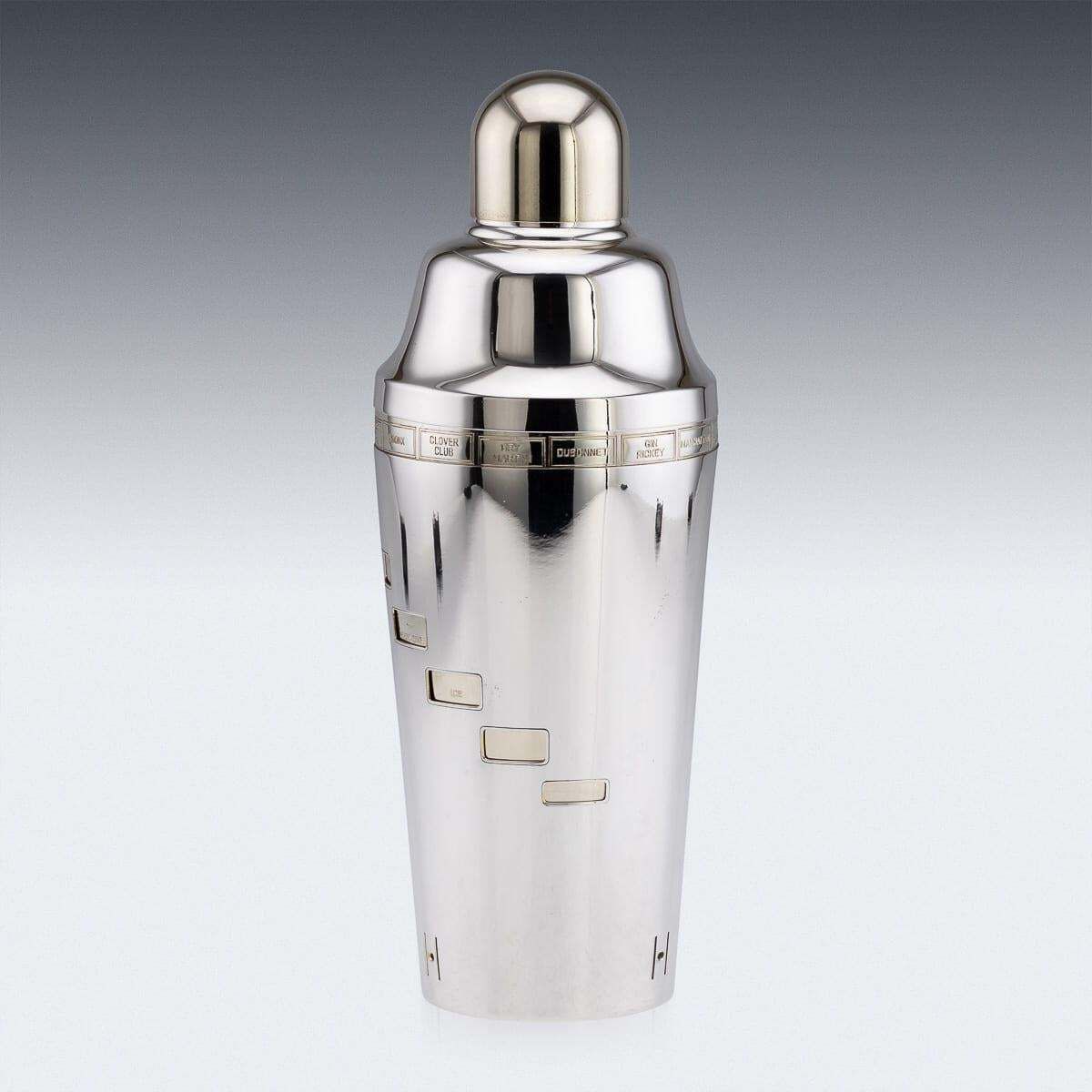 20th Century American Silver Plated "Recipe" Cocktail Shaker By Napier C.1930 photo for sale