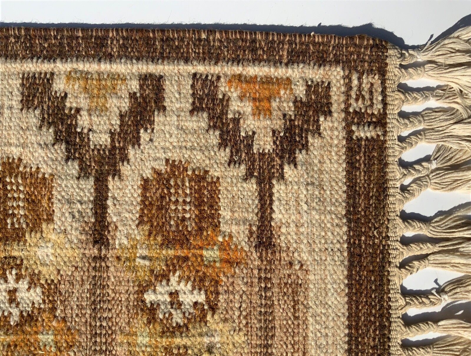 photo furniture Flatweave Rug Ingegerd Silow, Swedish, Rollakan, Small, Original, Vintage  1960s