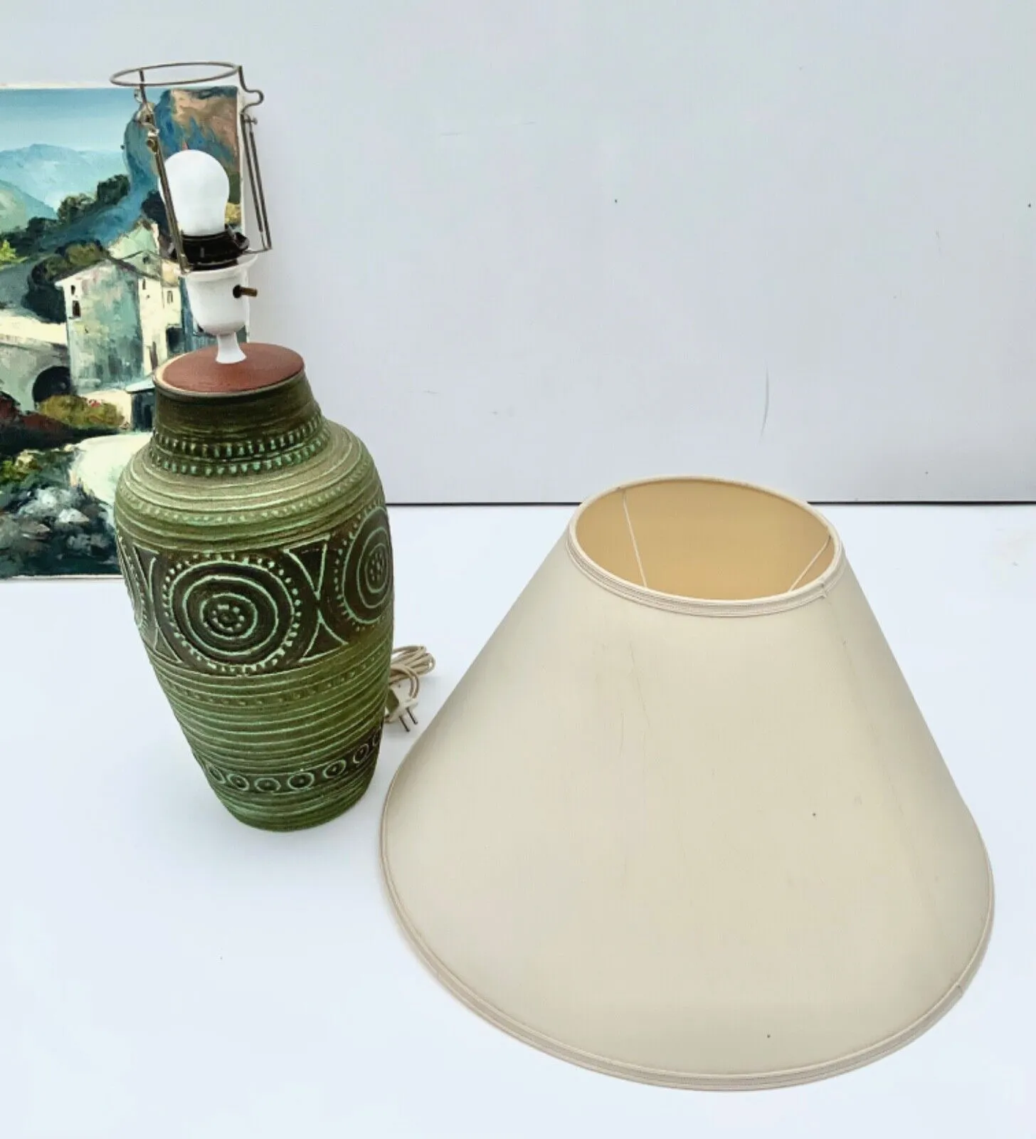 Mid 20th Century Vintage Extra Large Table Lamp  Ceramic Danish Style photo buy
