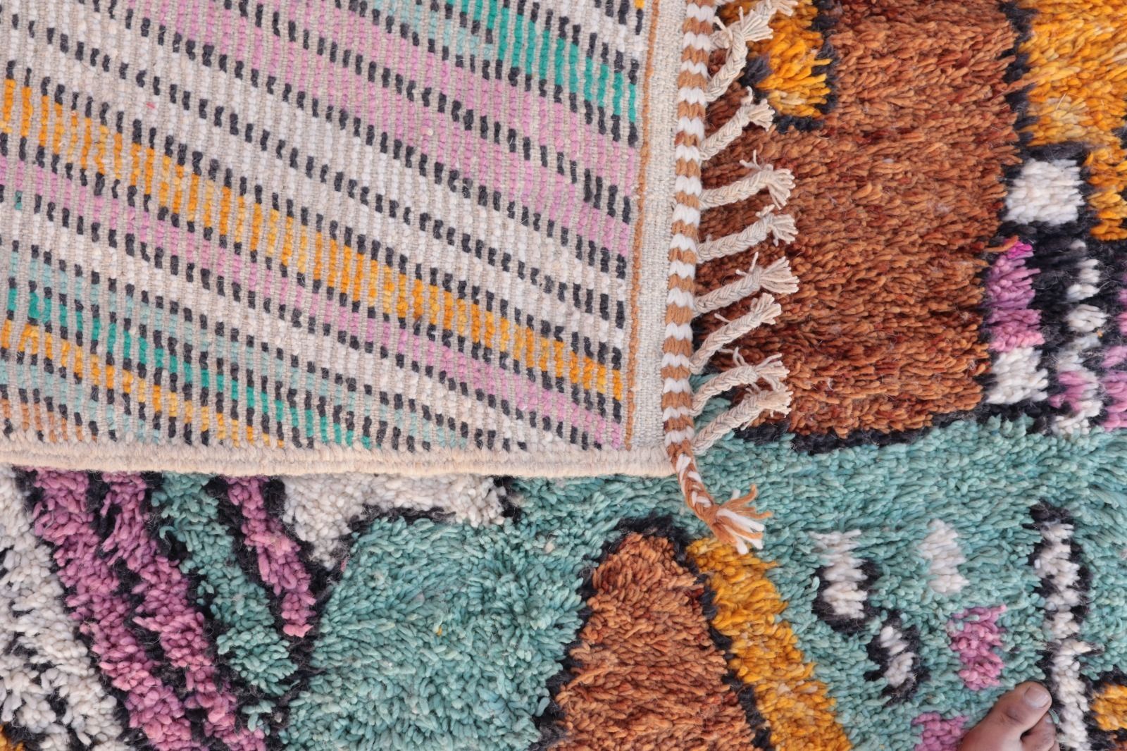 Artistic Abstract Multicolor Moroccan Rug   Hand Knotted Contemporary Wool   300x200cm photo for sale