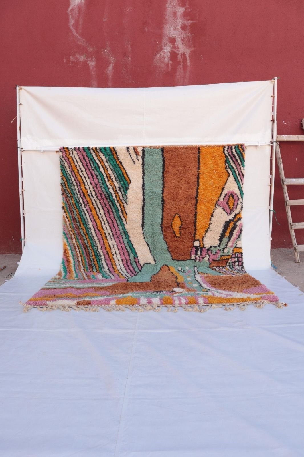 Artistic Abstract Multicolor Moroccan Rug   Hand Knotted Contemporary Wool   300x200cm